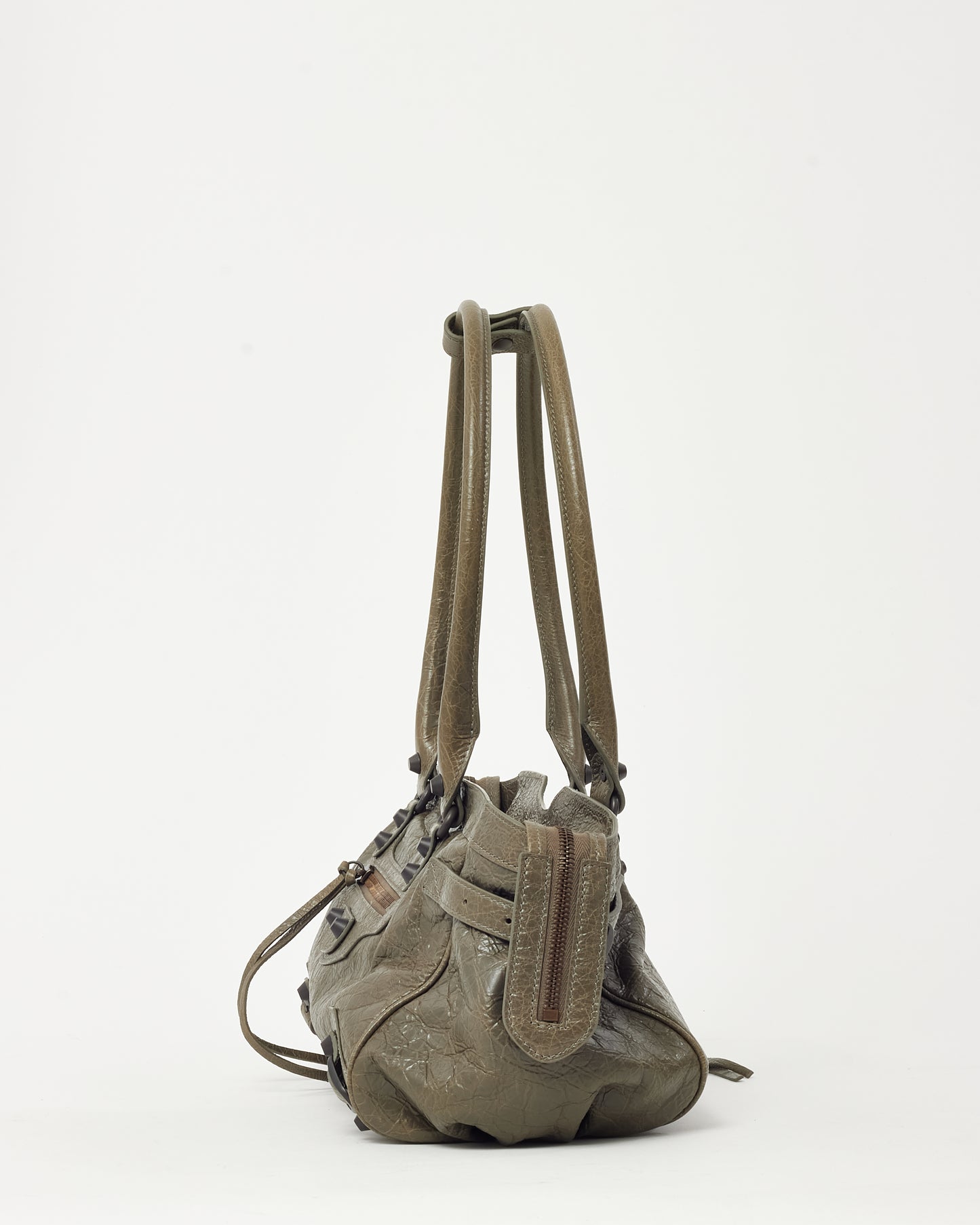 Sac Balenciaga Classic Mini City en cuir gris métallisé