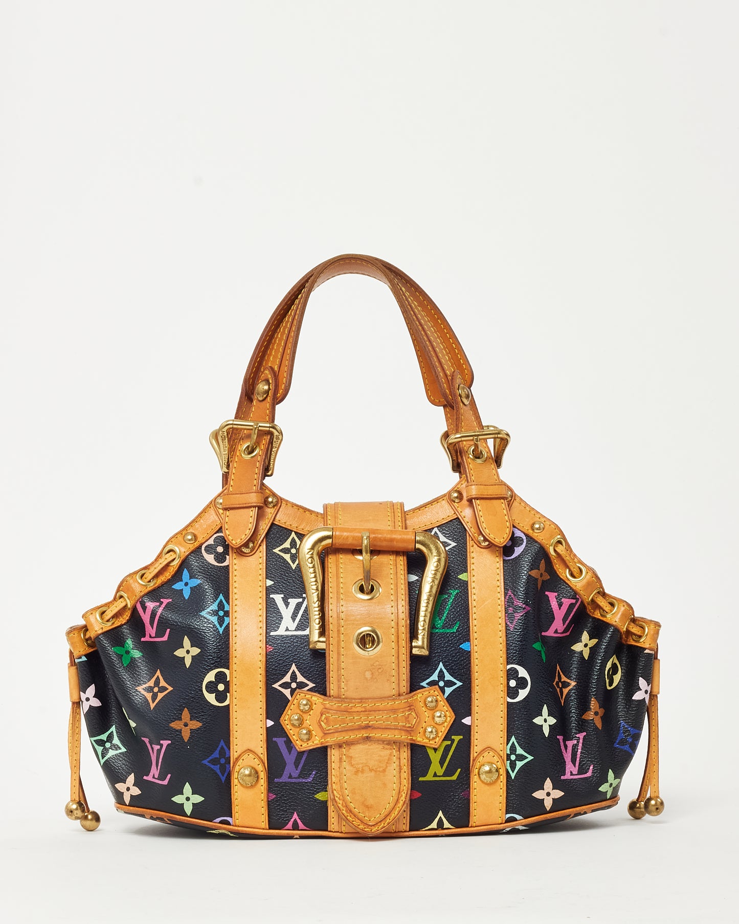 Louis Vuitton Black Multicolore Monogram Coated Canvas Takashi Murakami Theda GM Top Handle Bag