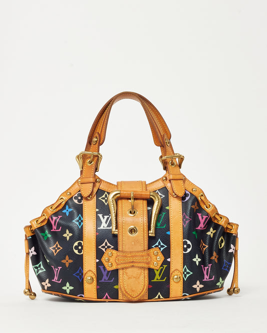 Louis Vuitton Black Multicolore Monogram Coated Canvas Takashi Murakami Theda GM Top Handle Bag