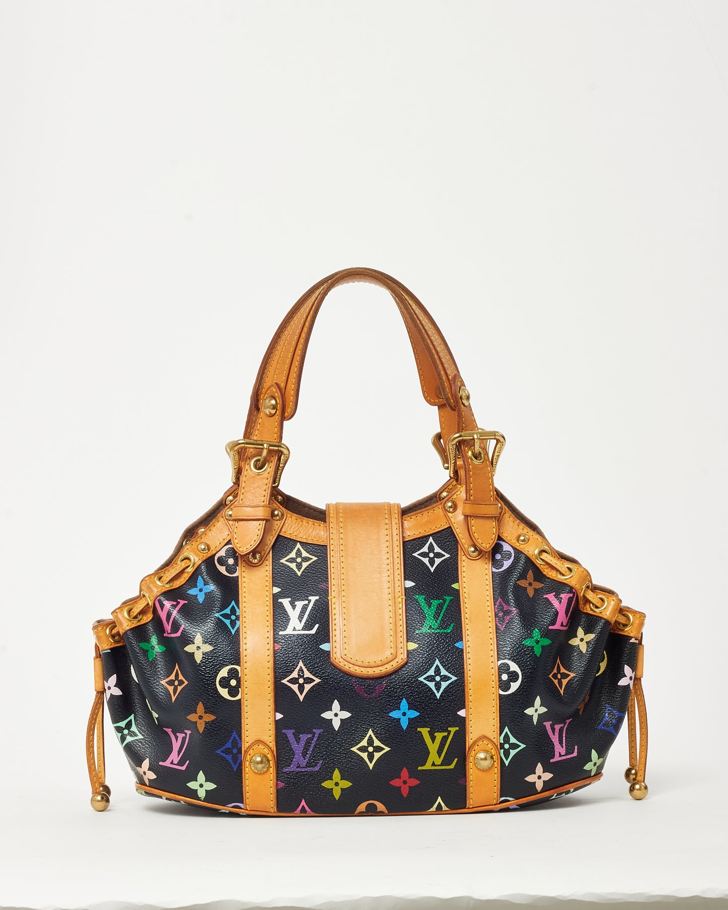 Louis Vuitton Black Multicolore Monogram Coated Canvas Takashi Murakami Theda GM Top Handle Bag