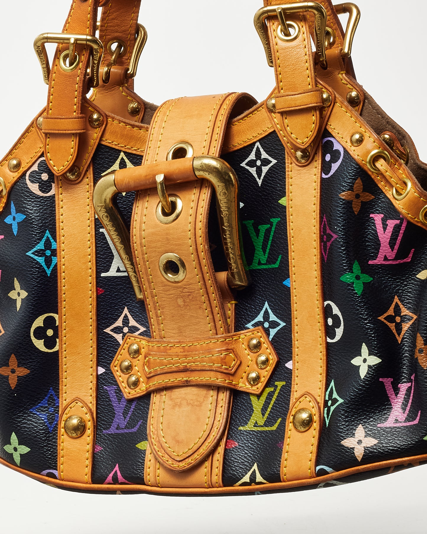 Louis Vuitton Black Multicolore Monogram Coated Canvas Takashi Murakami Theda GM Top Handle Bag