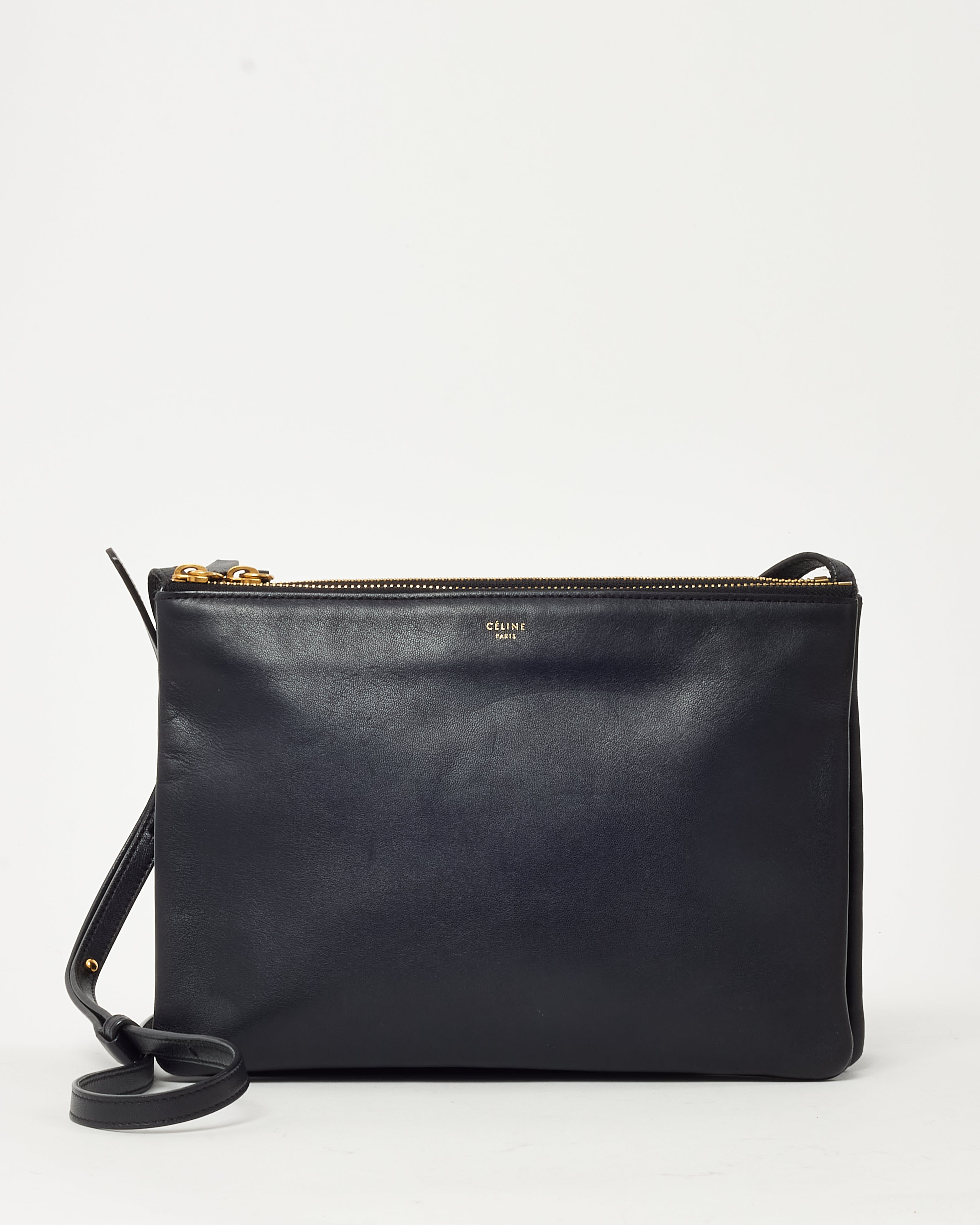 Buy Celine Black Lambskin Leather Large Trio Crossbody Bag