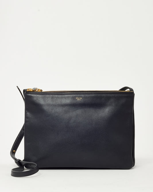Celine Black Lambskin Leather Large Trio Crossbody Bag