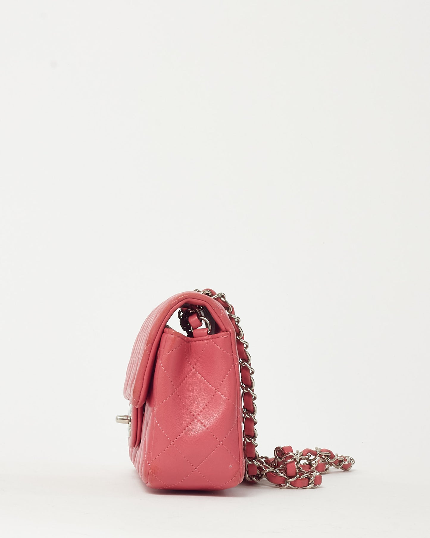 Chanel Pink Lambskin Leather Mini Rectangular Flap Bag SHW