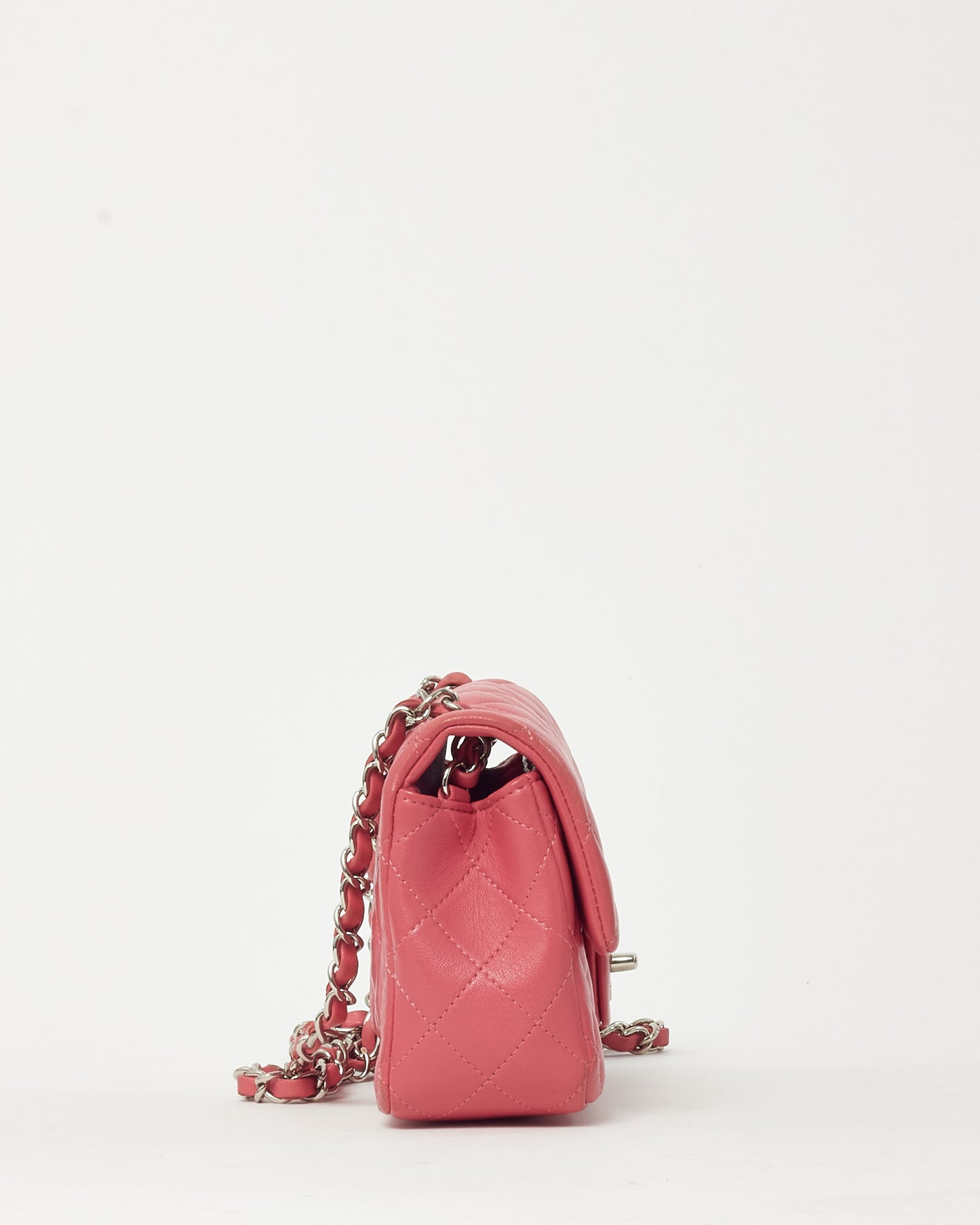 Chanel Pink Lambskin Leather Mini Rectangular Flap Bag SHW