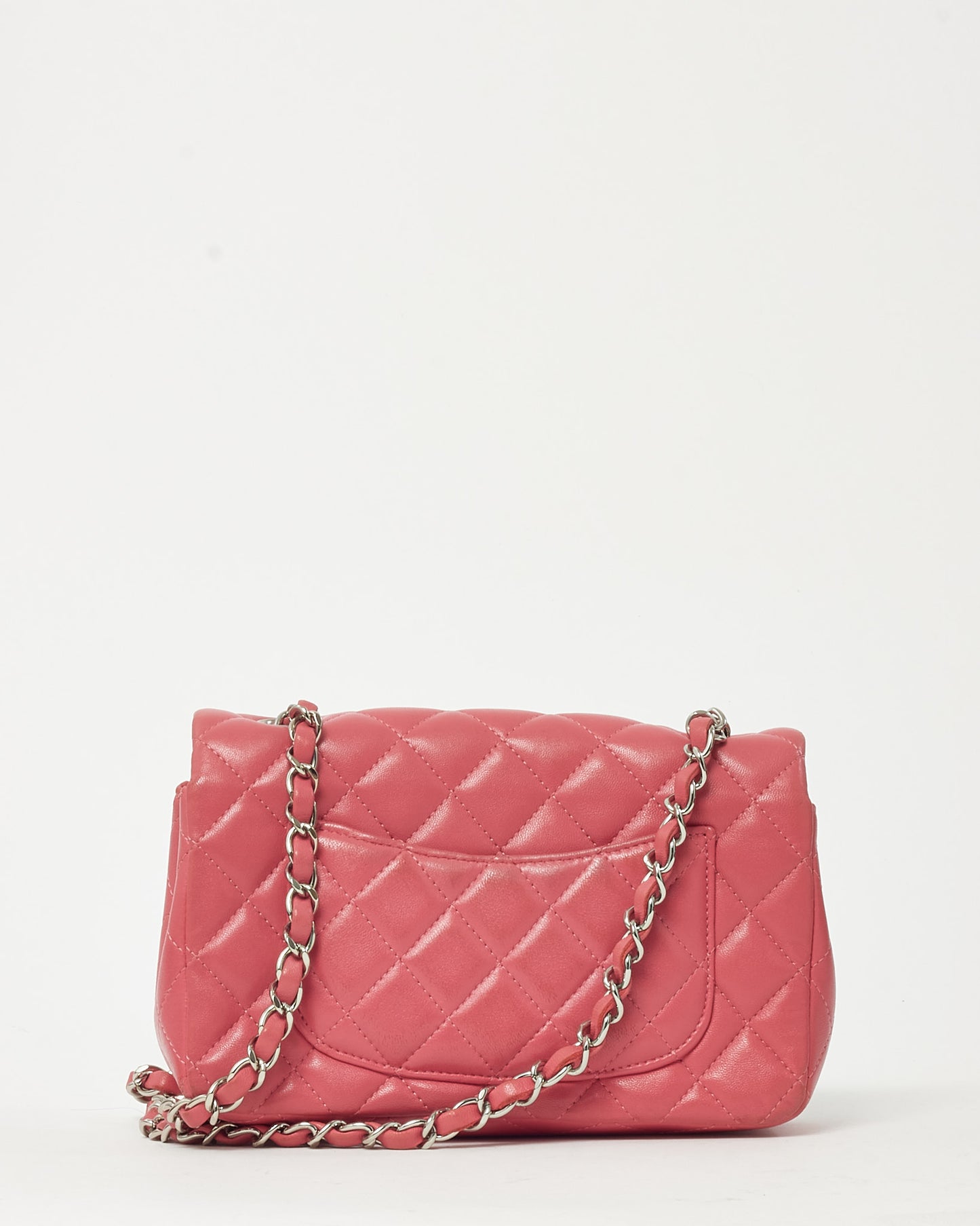 Chanel Pink Lambskin Leather Mini Rectangular Flap Bag SHW