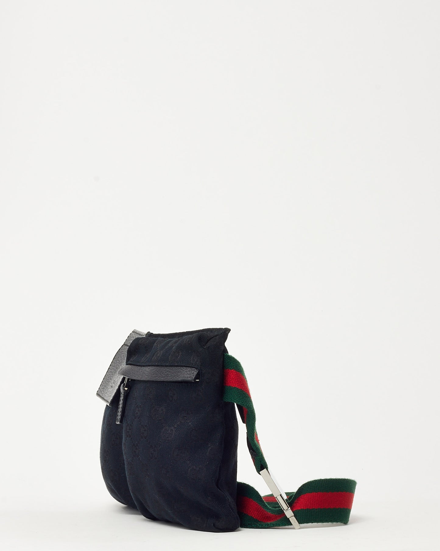 Gucci Black Monogram GG Canvas Double Pocket Belt Bag