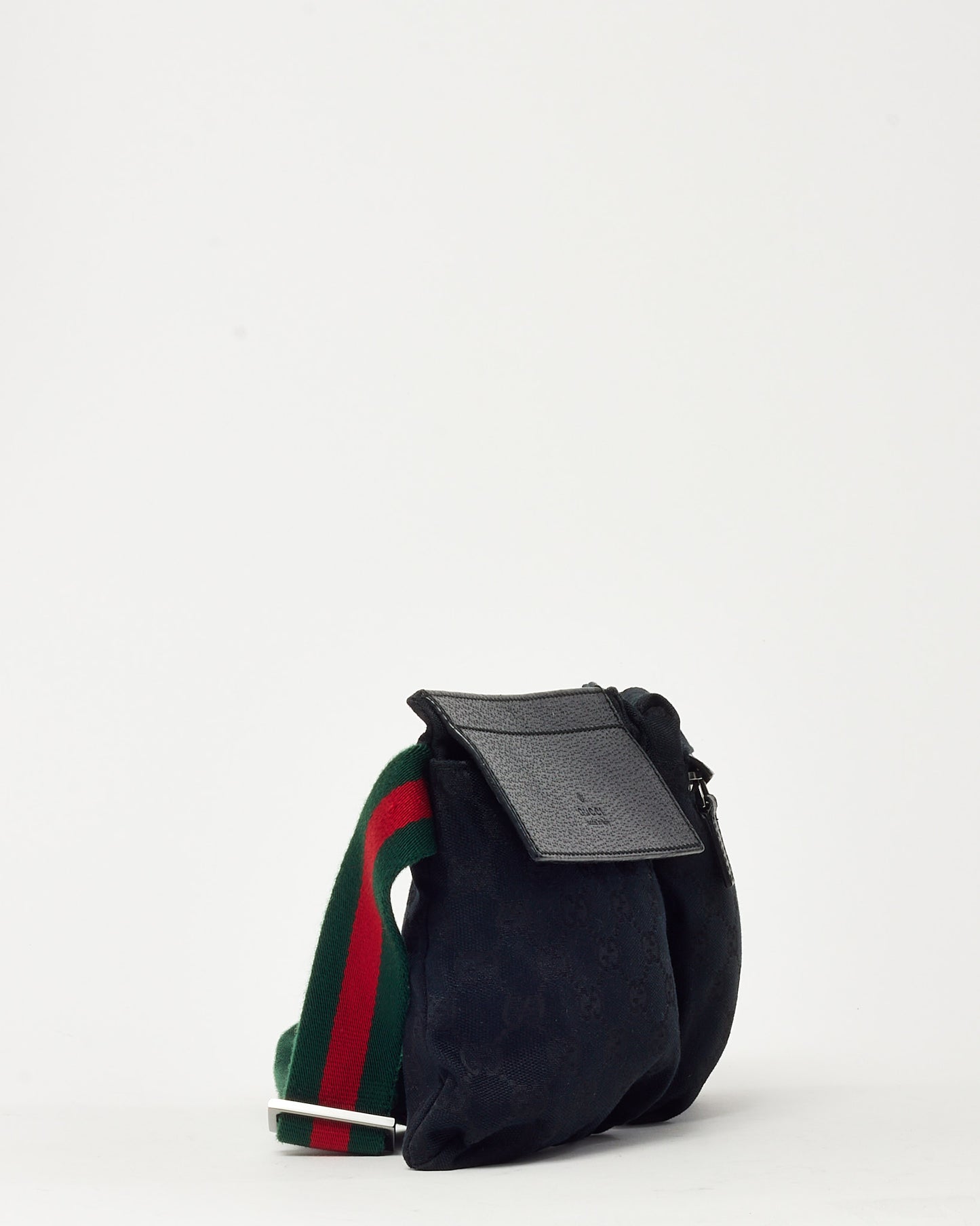 Gucci Black Monogram GG Canvas Double Pocket Belt Bag