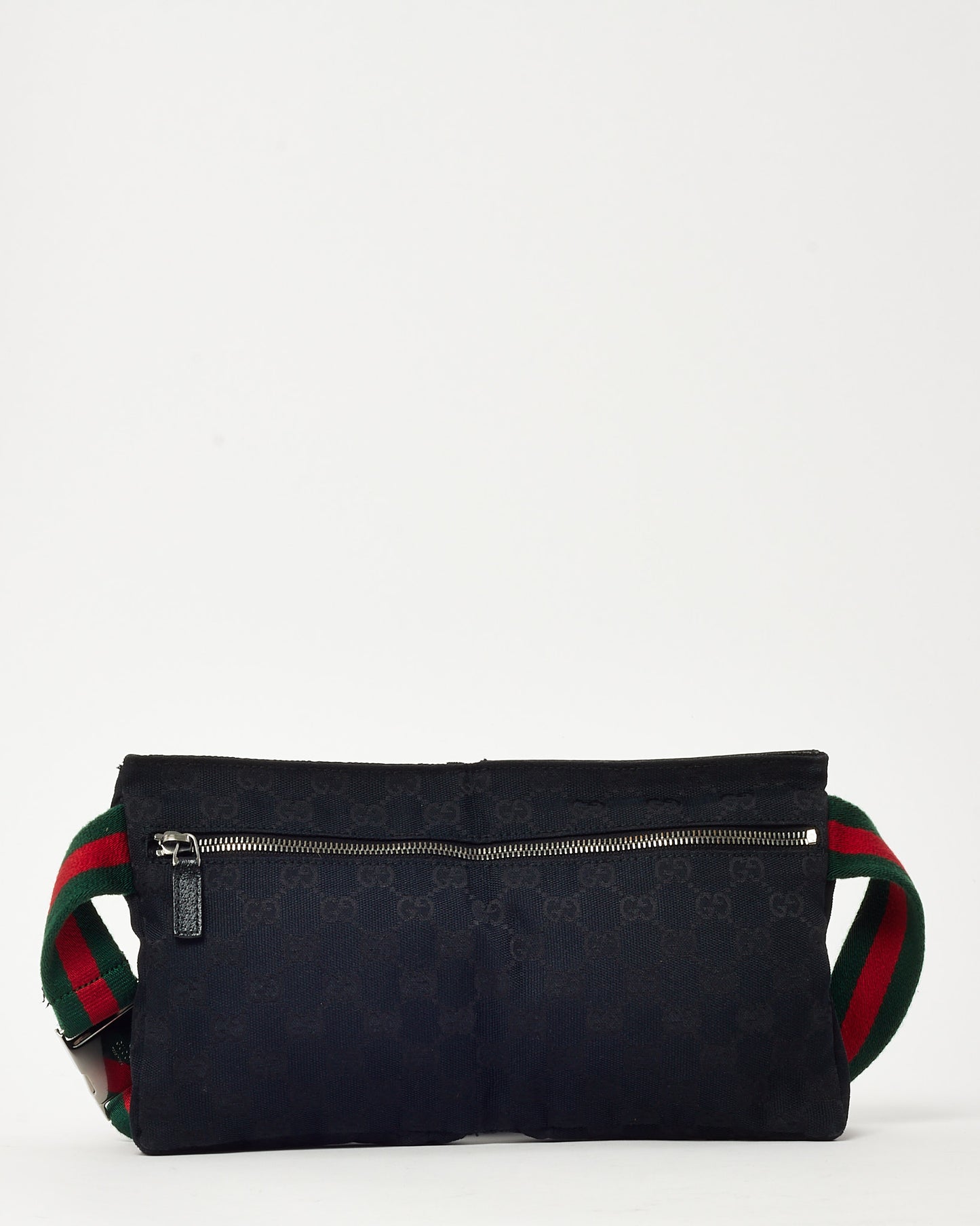 Gucci Black Monogram GG Canvas Double Pocket Belt Bag