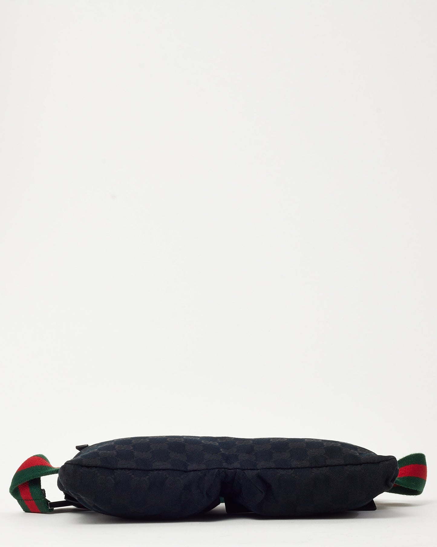 Gucci Black Monogram GG Canvas Double Pocket Belt Bag