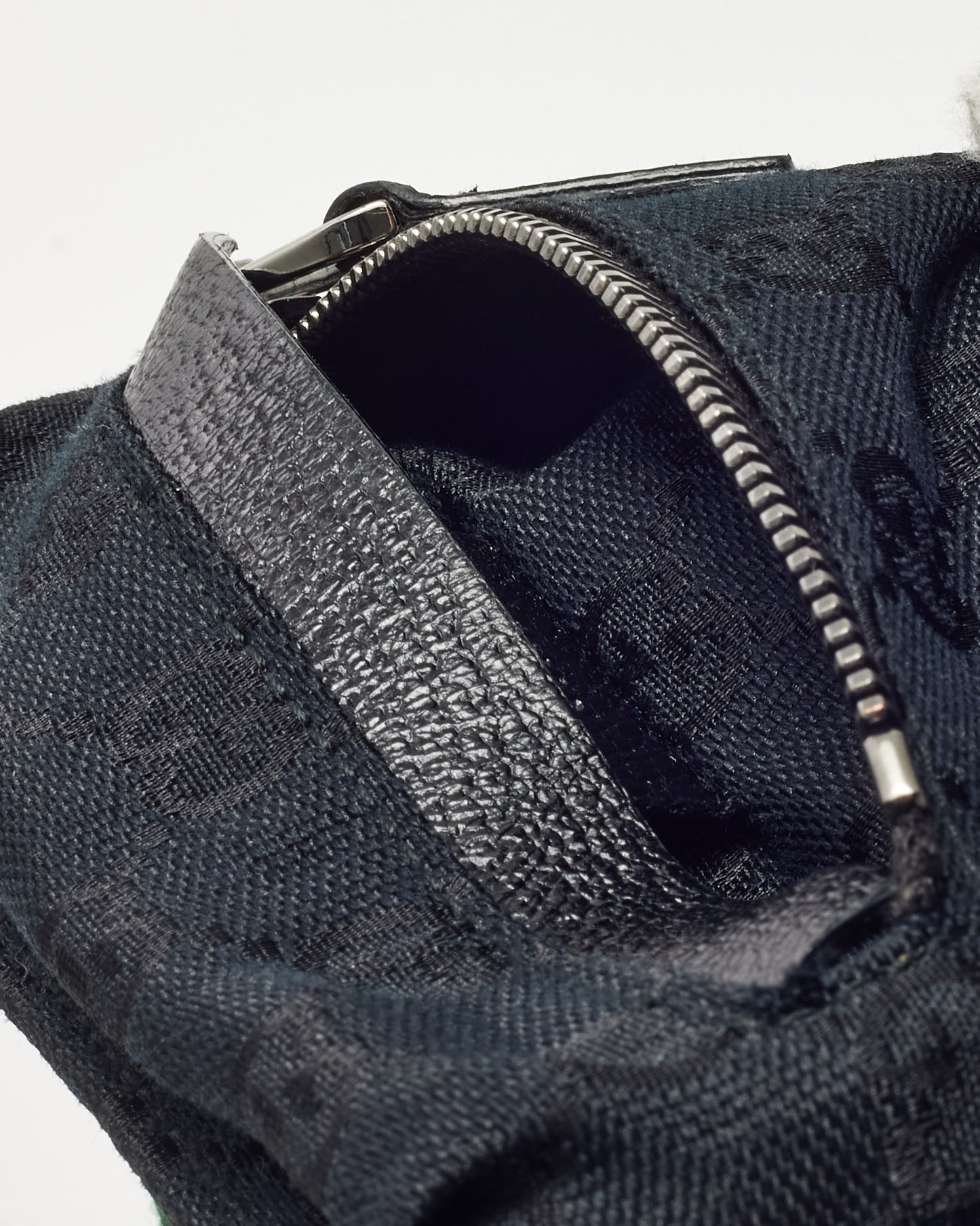 Gucci Black Monogram GG Canvas Double Pocket Belt Bag