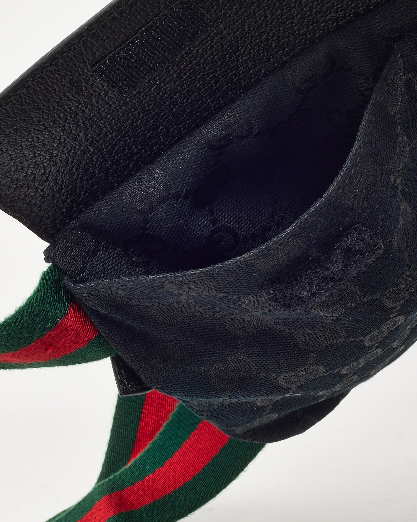 Gucci Black Monogram GG Canvas Double Pocket Belt Bag