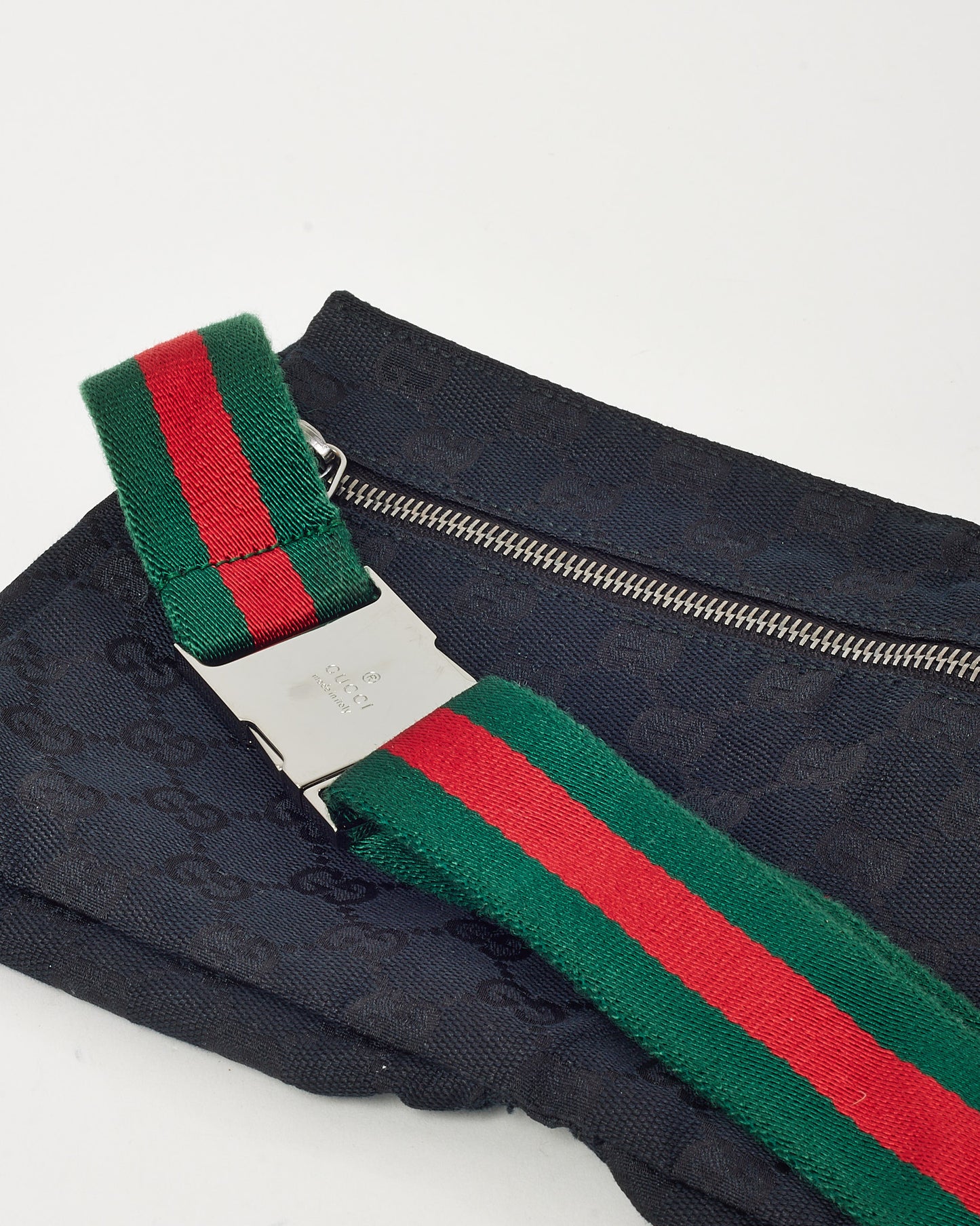 Gucci Black Monogram GG Canvas Double Pocket Belt Bag