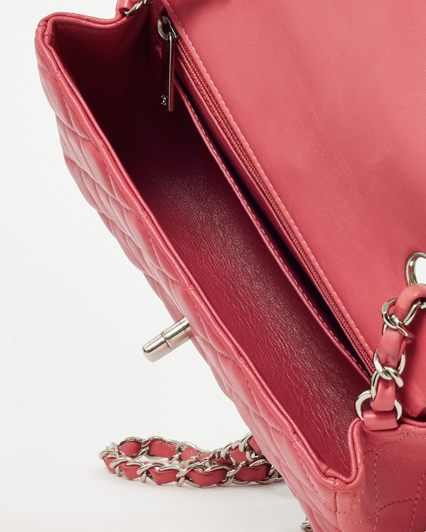 Chanel Pink Lambskin Leather Mini Rectangular Flap Bag SHW