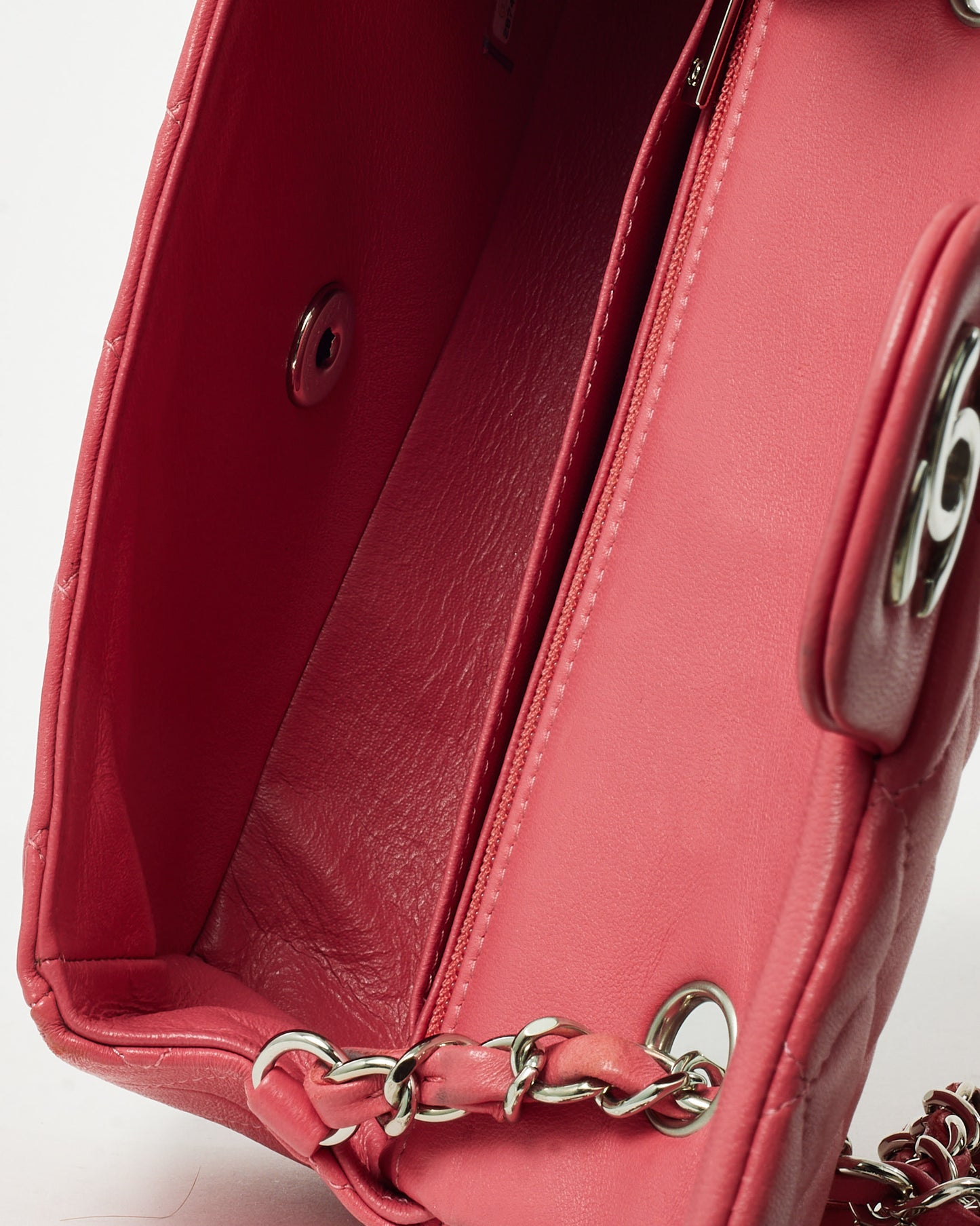 Chanel Pink Lambskin Leather Mini Rectangular Flap Bag SHW