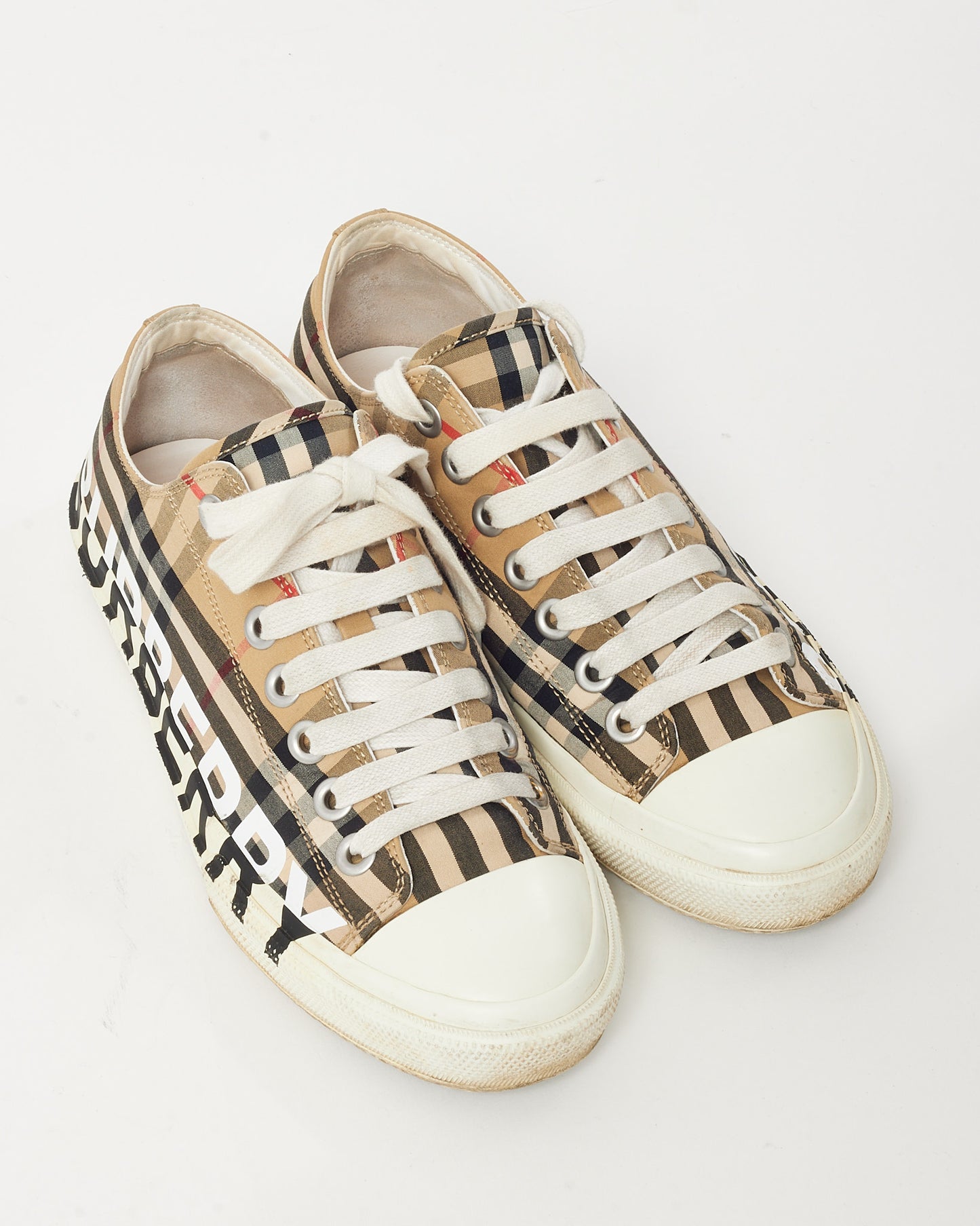 Baskets basses en toile Burberry pour homme, couleur beige Nova Check - US 7 HOMME