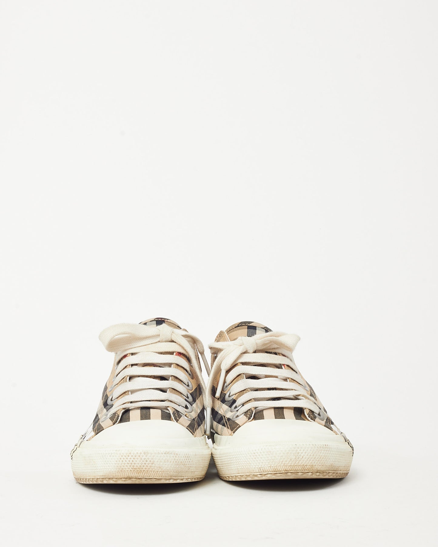 Baskets basses en toile Burberry pour homme, couleur beige Nova Check - US 7 HOMME