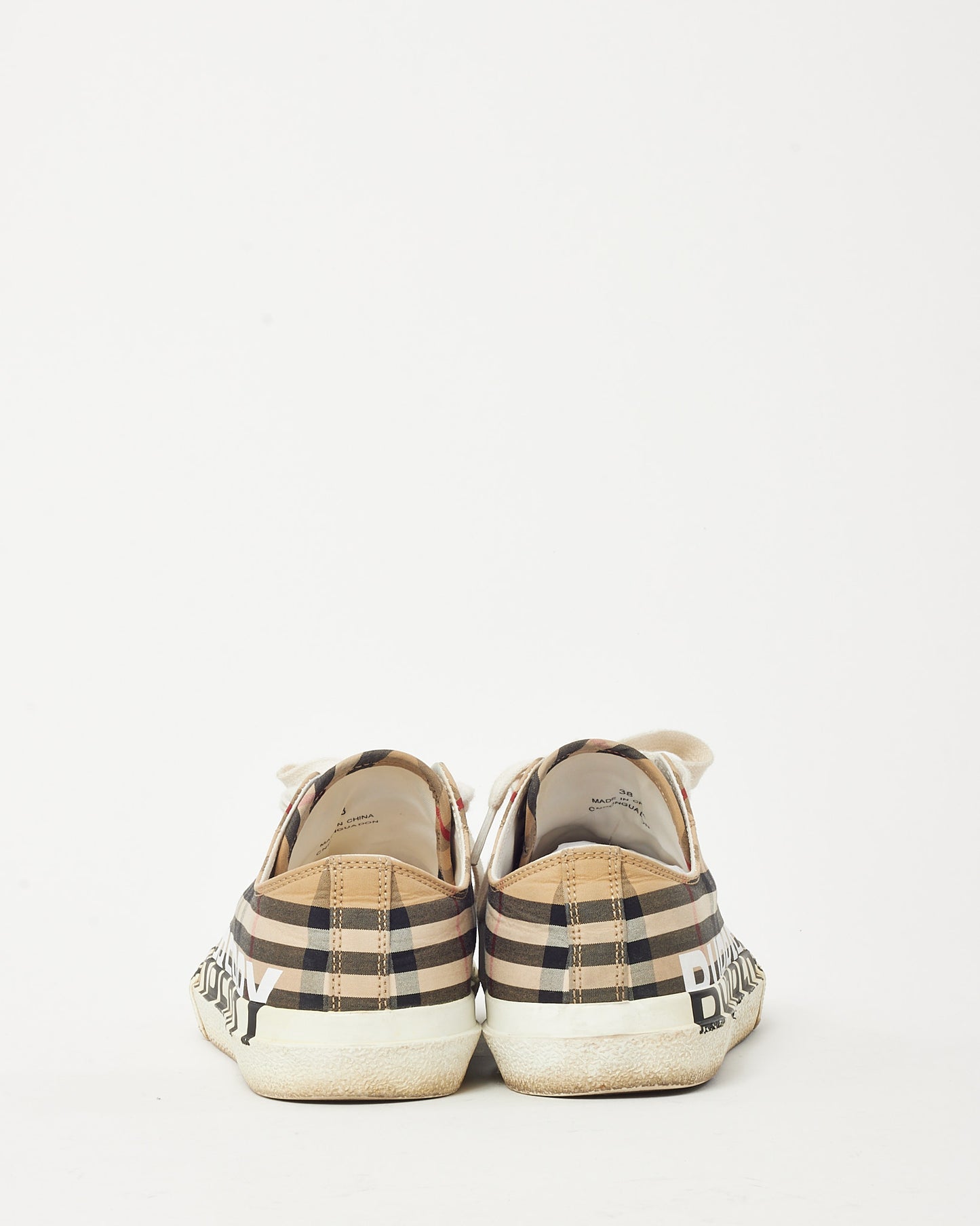 Baskets basses en toile Burberry pour homme, couleur beige Nova Check - US 7 HOMME