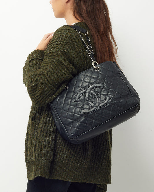 Chanel Black Caviar Leather GST Shoulder Bag SHW