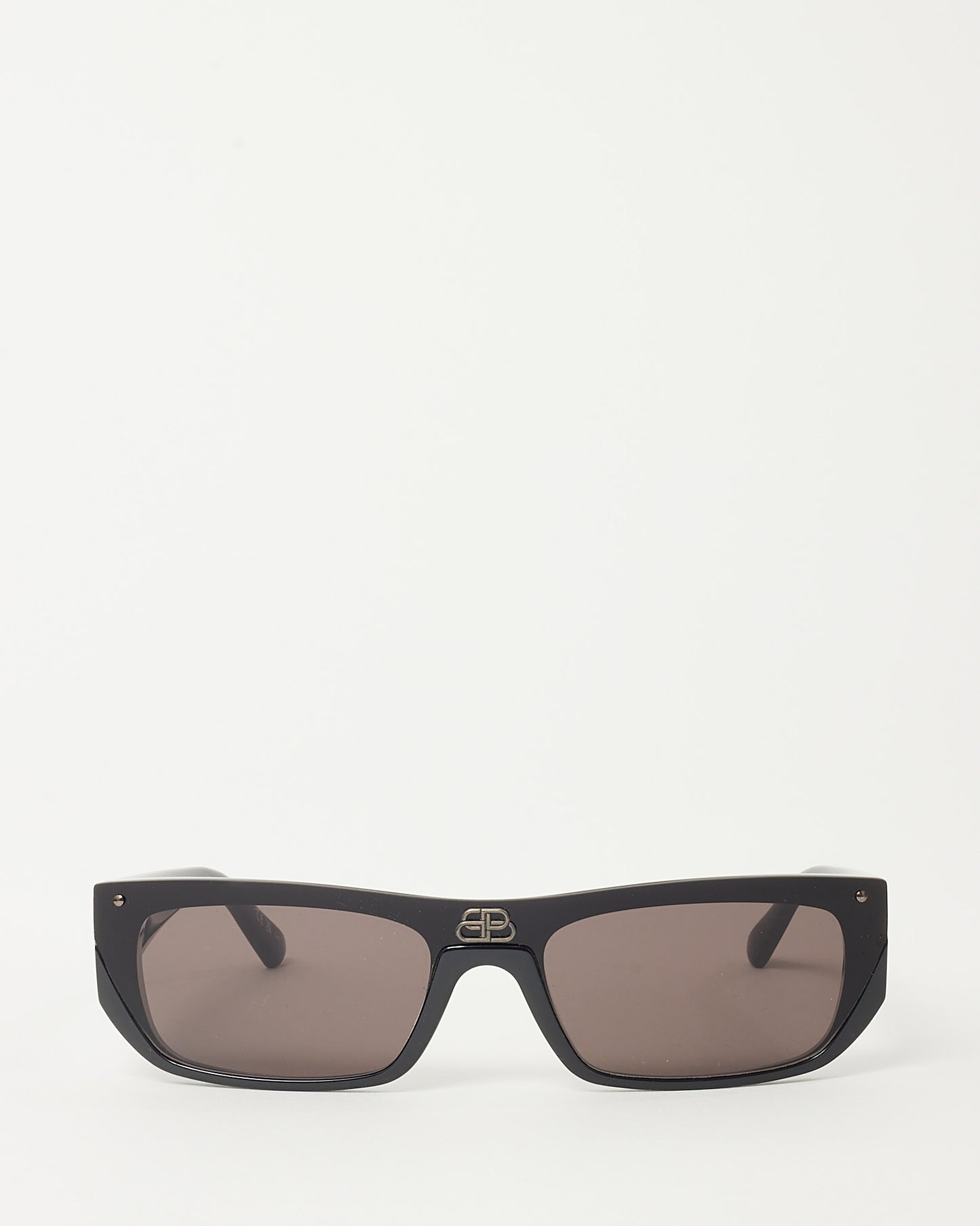 Balenciaga Black Acetate BB0080S Rectangle Logo Sunglasses