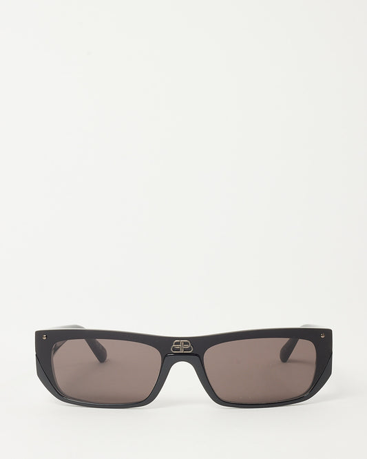 Balenciaga Black Acetate BB0080S Rectangle Logo Sunglasses