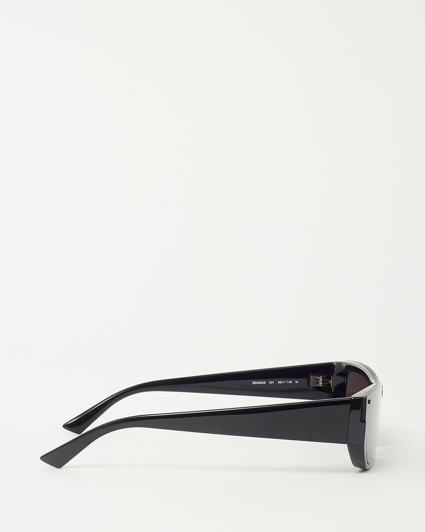 Balenciaga Black Acetate BB0080S Rectangle Logo Sunglasses