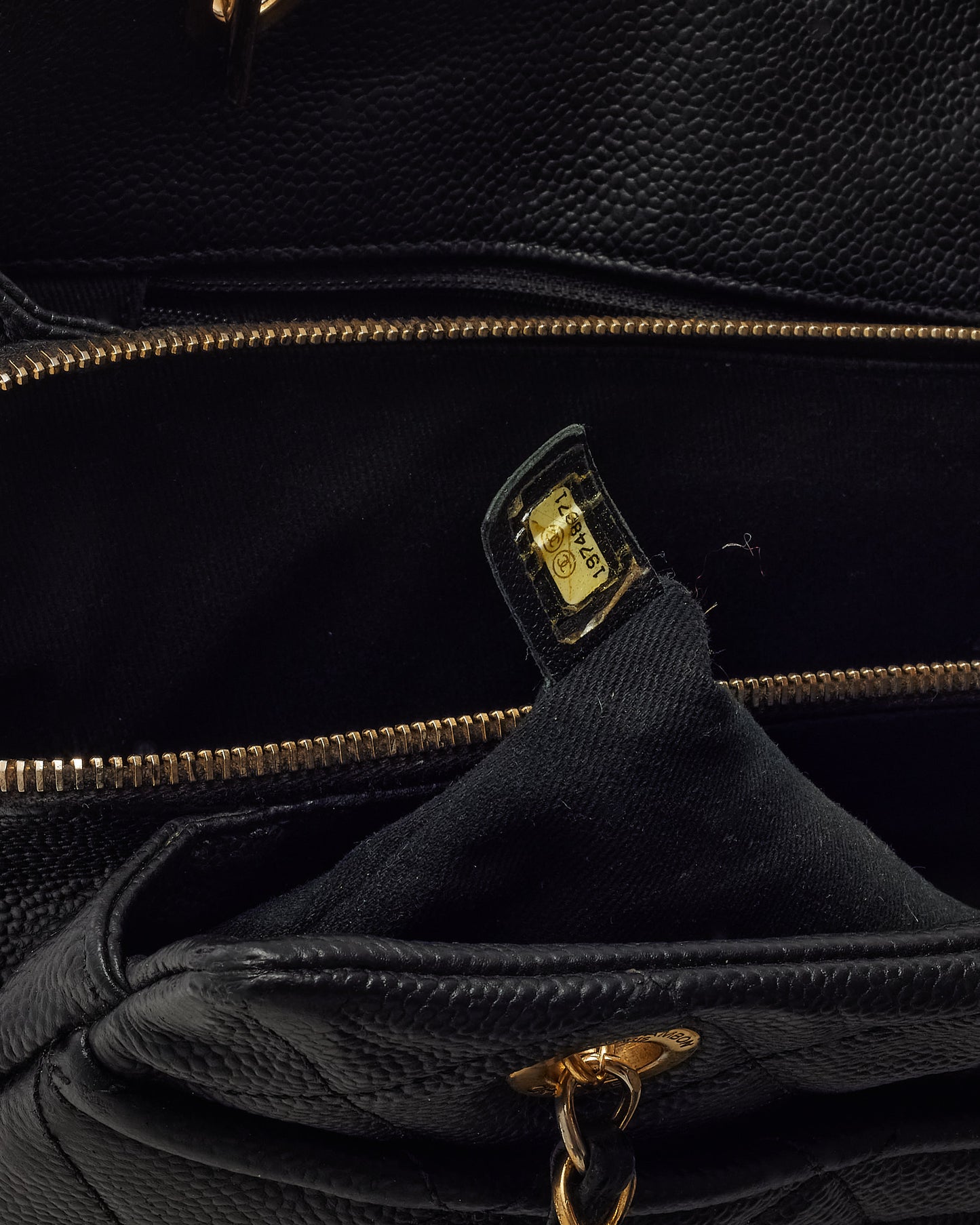 Chanel Black Caviar Quilted Leather CC Timeless Soft Zip Tote GHW