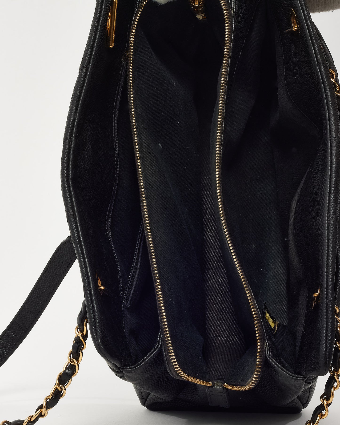 Chanel Black Caviar Quilted Leather CC Timeless Soft Zip Tote GHW