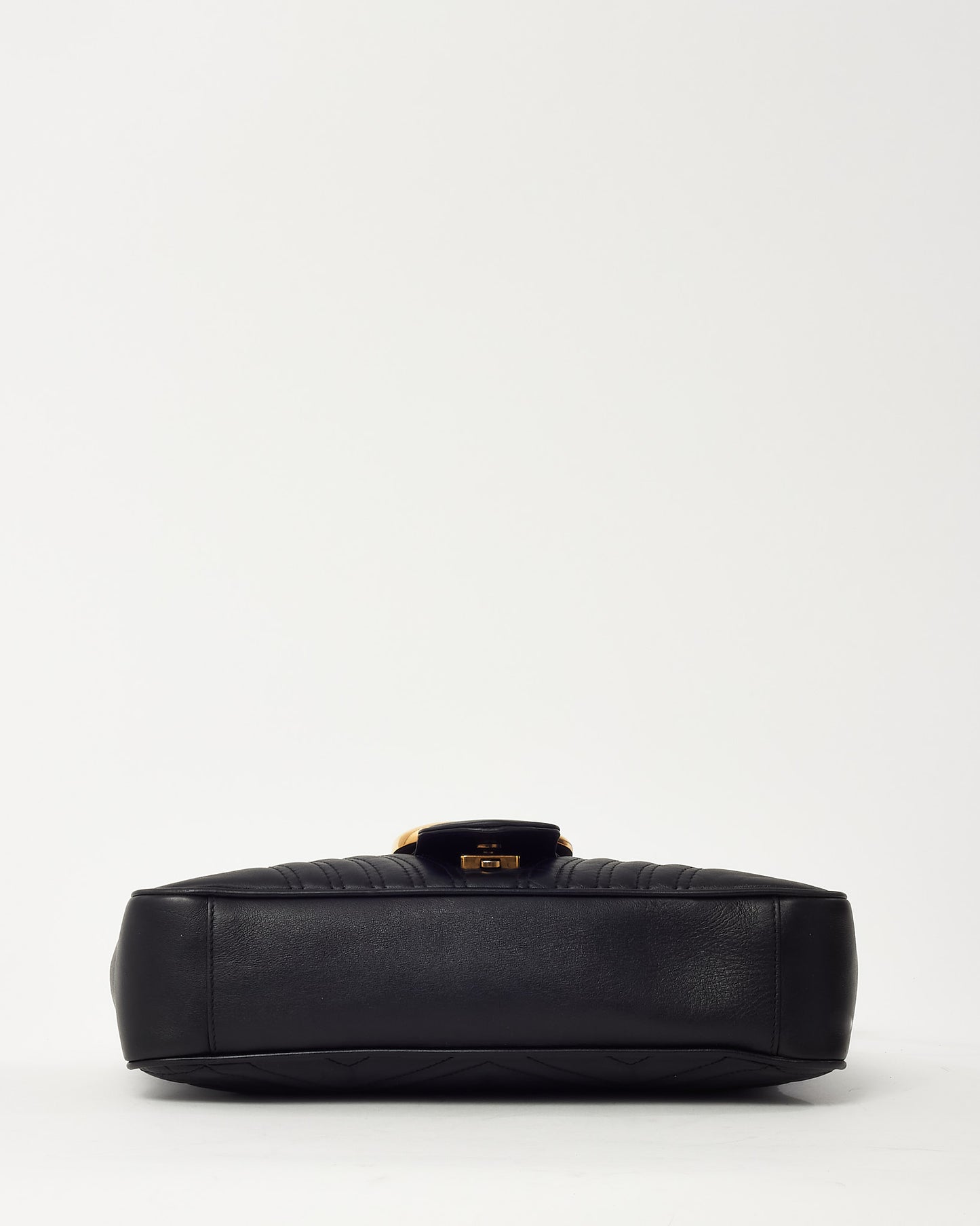 Gucci Black Matelassé Leather Medium GG Marmont Shoulder Bag GHW