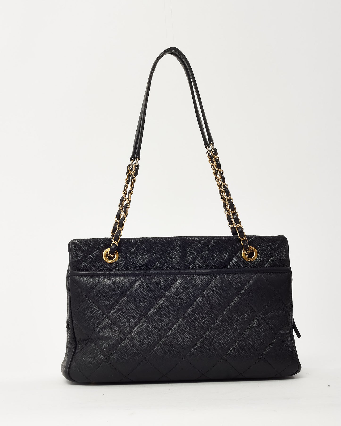 Chanel Black Caviar Quilted Leather CC Timeless Soft Zip Tote GHW