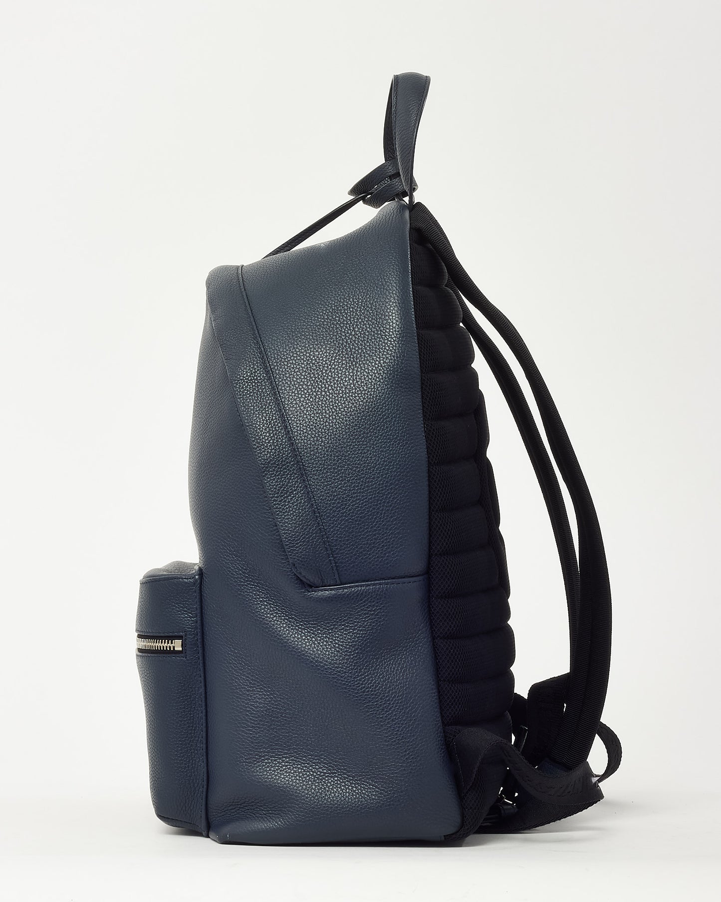 Dior x Stussy Navy Grained Leather Red Printed Logo Backpack