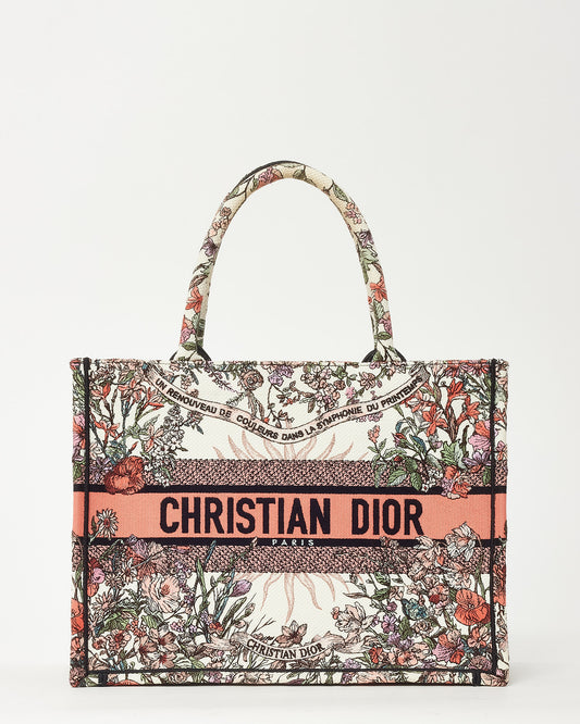Dior Off White and Multicolor Embroidered Canvas 4 Saisons Printemps Soleil Medium Book Tote