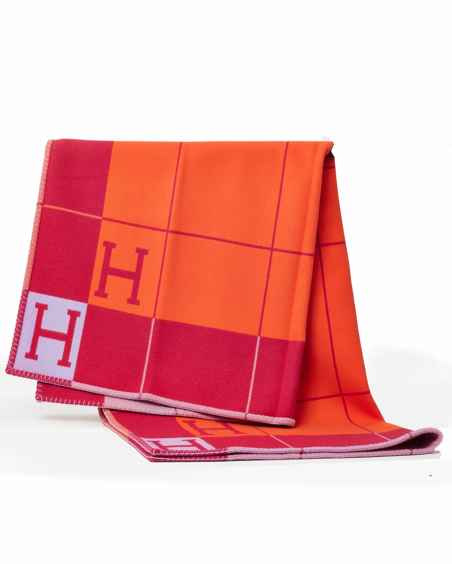 Plaid Hermès Avalon III en Laine Marron