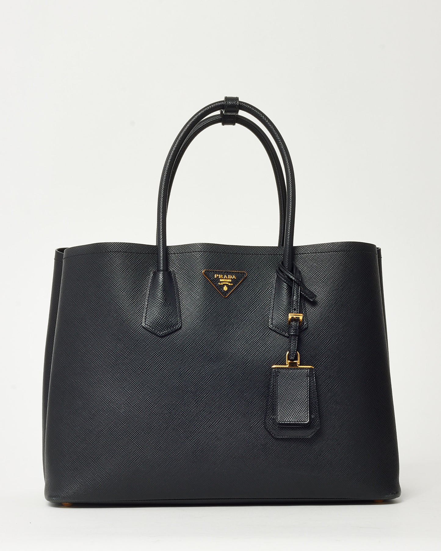 Prada Black Saffiano Leather Large Double Tote Bag