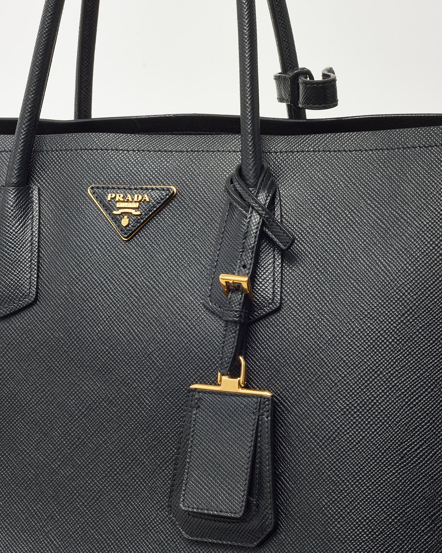 Prada Black Saffiano Leather Large Double Tote Bag