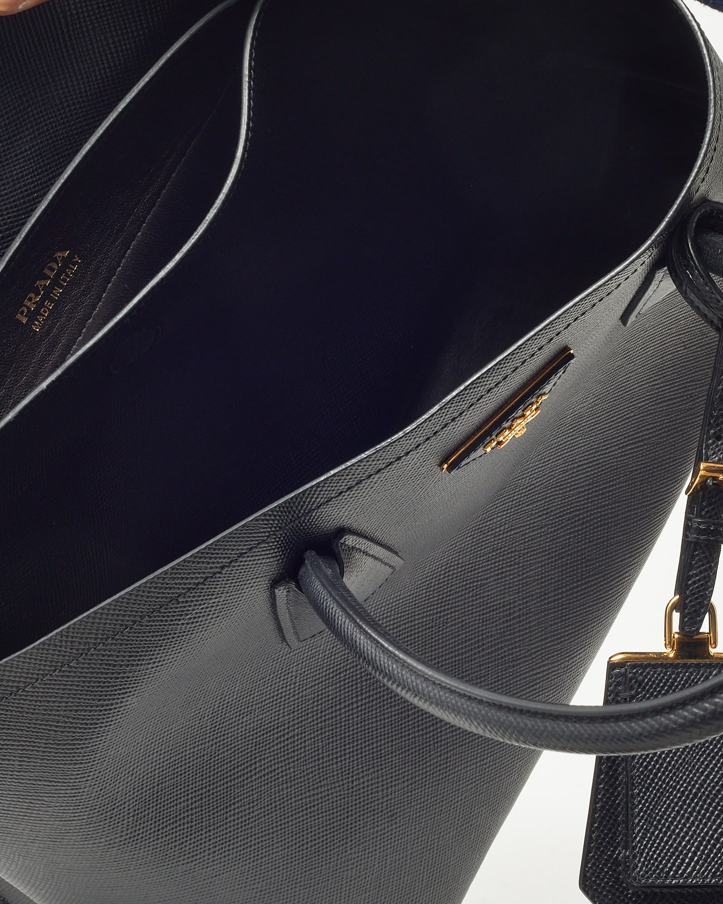 Prada Black Saffiano Leather Large Double Tote Bag