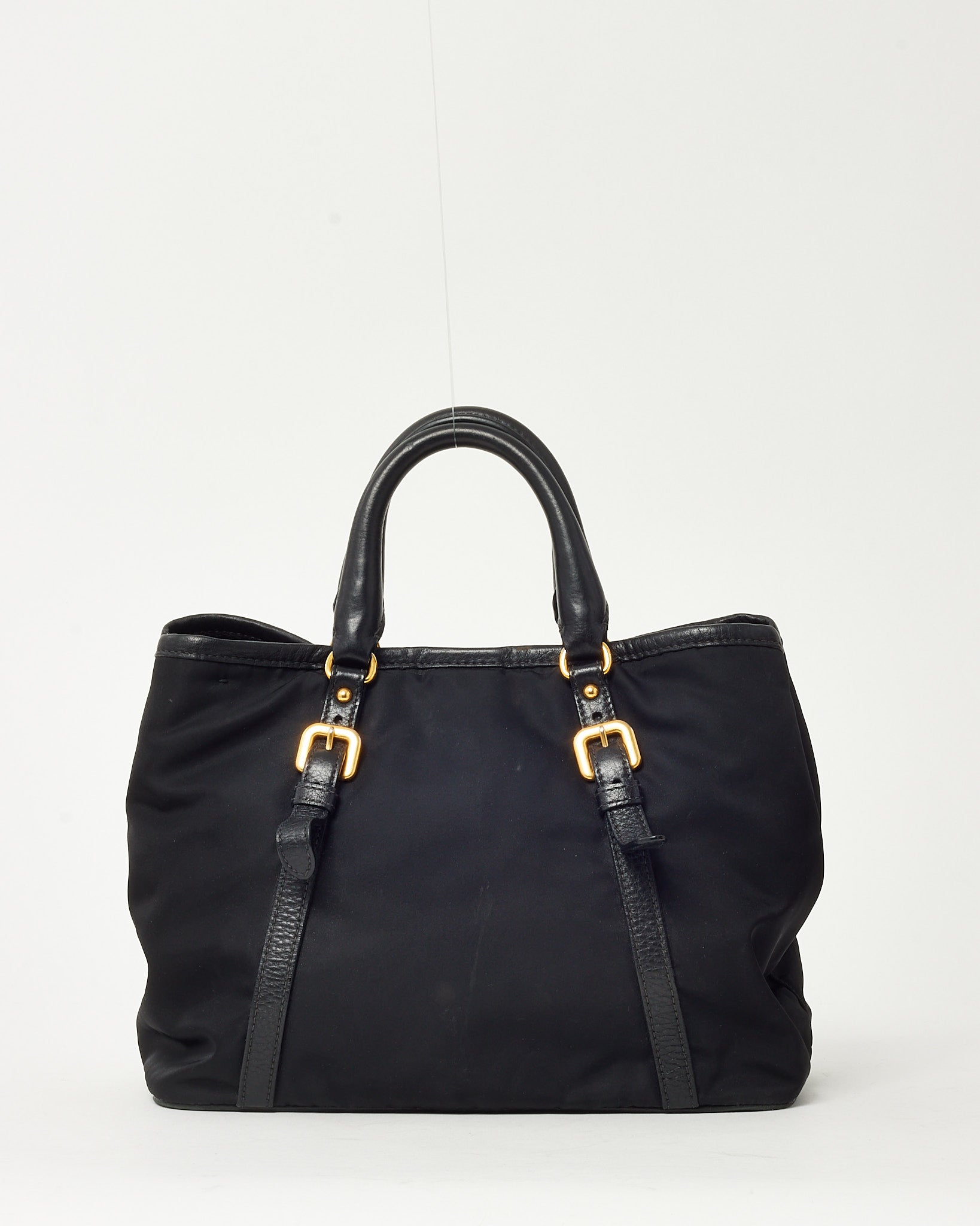 Buy Prada Black Tessuto Nylon and Leather Detail Buckle 2Way Tote