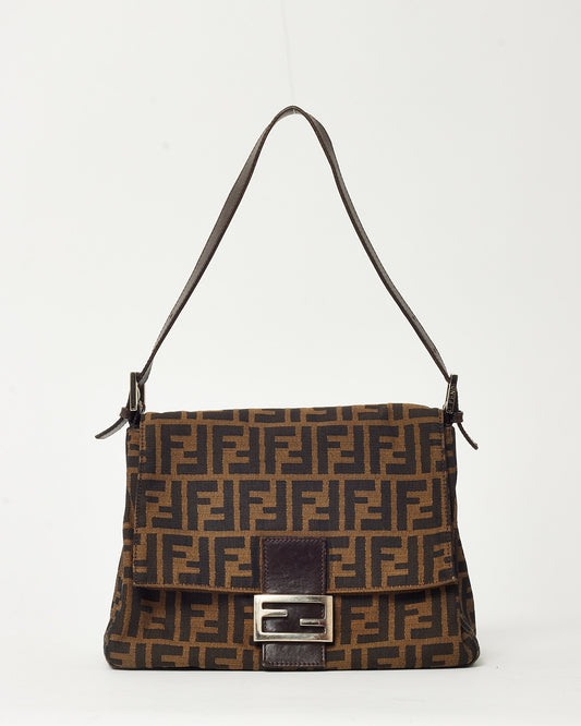Fendi Brown Tobacco Zucca Monogram Canvas Mama Baguette Shoulder Bag