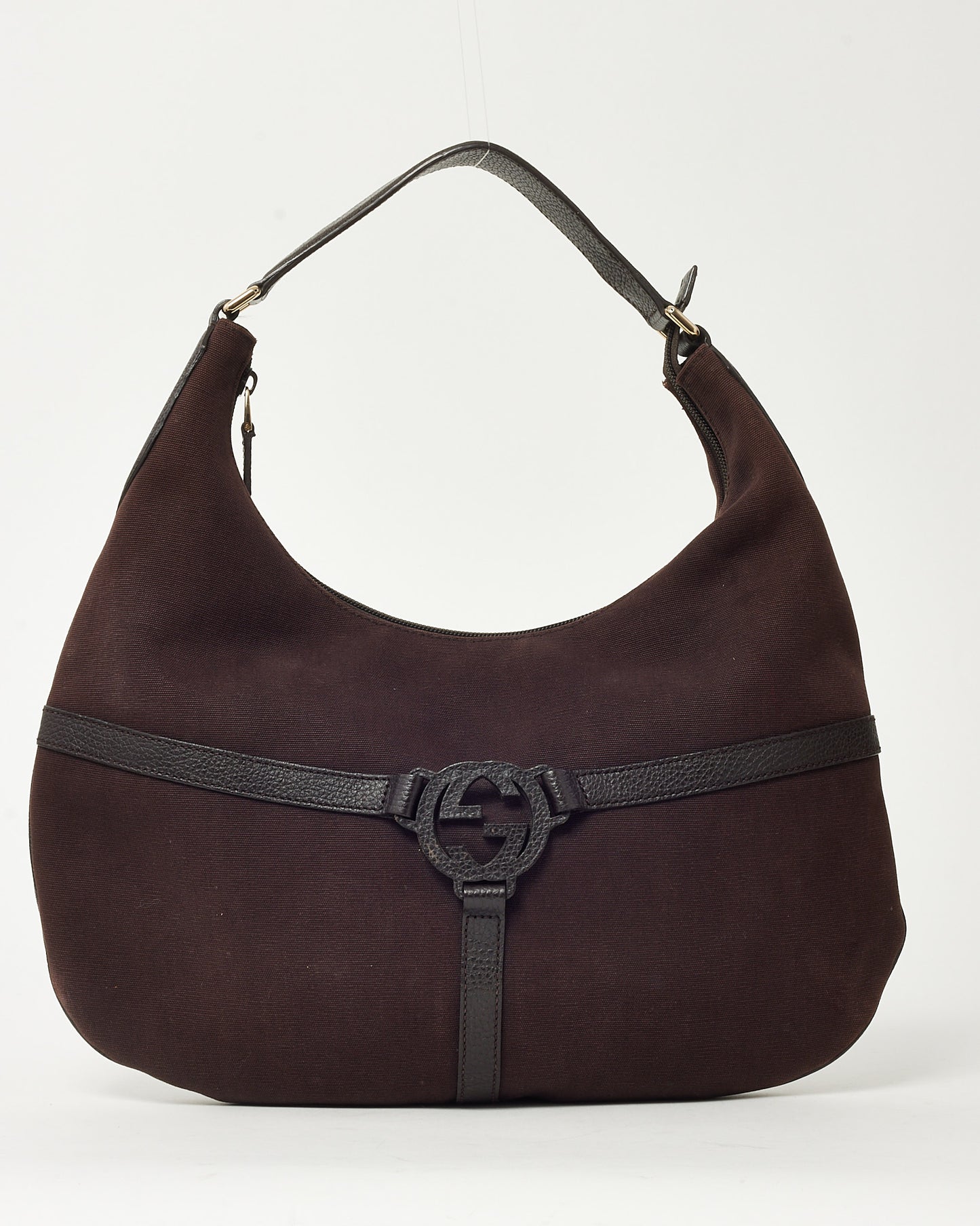 Gucci Brown Canvas and Leather Detail GG Reins Hobo Bag Shoulder Bag