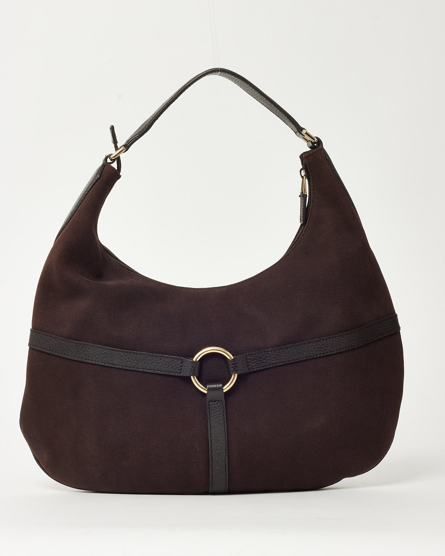 Gucci Brown Canvas and Leather Detail GG Reins Hobo Bag Shoulder Bag