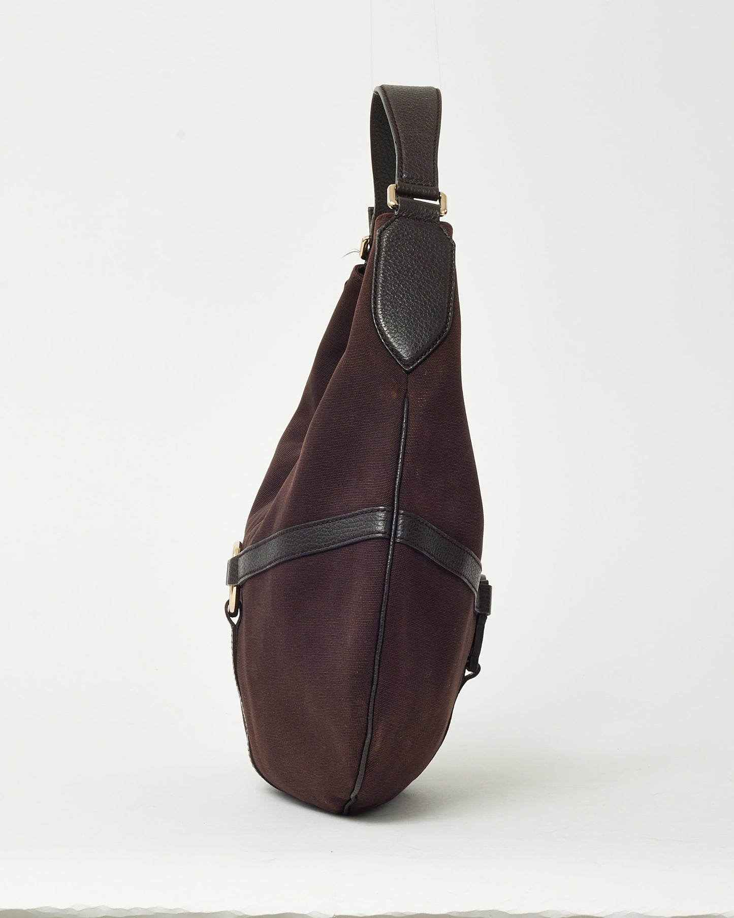 Gucci Brown Canvas and Leather Detail GG Reins Hobo Bag Shoulder Bag