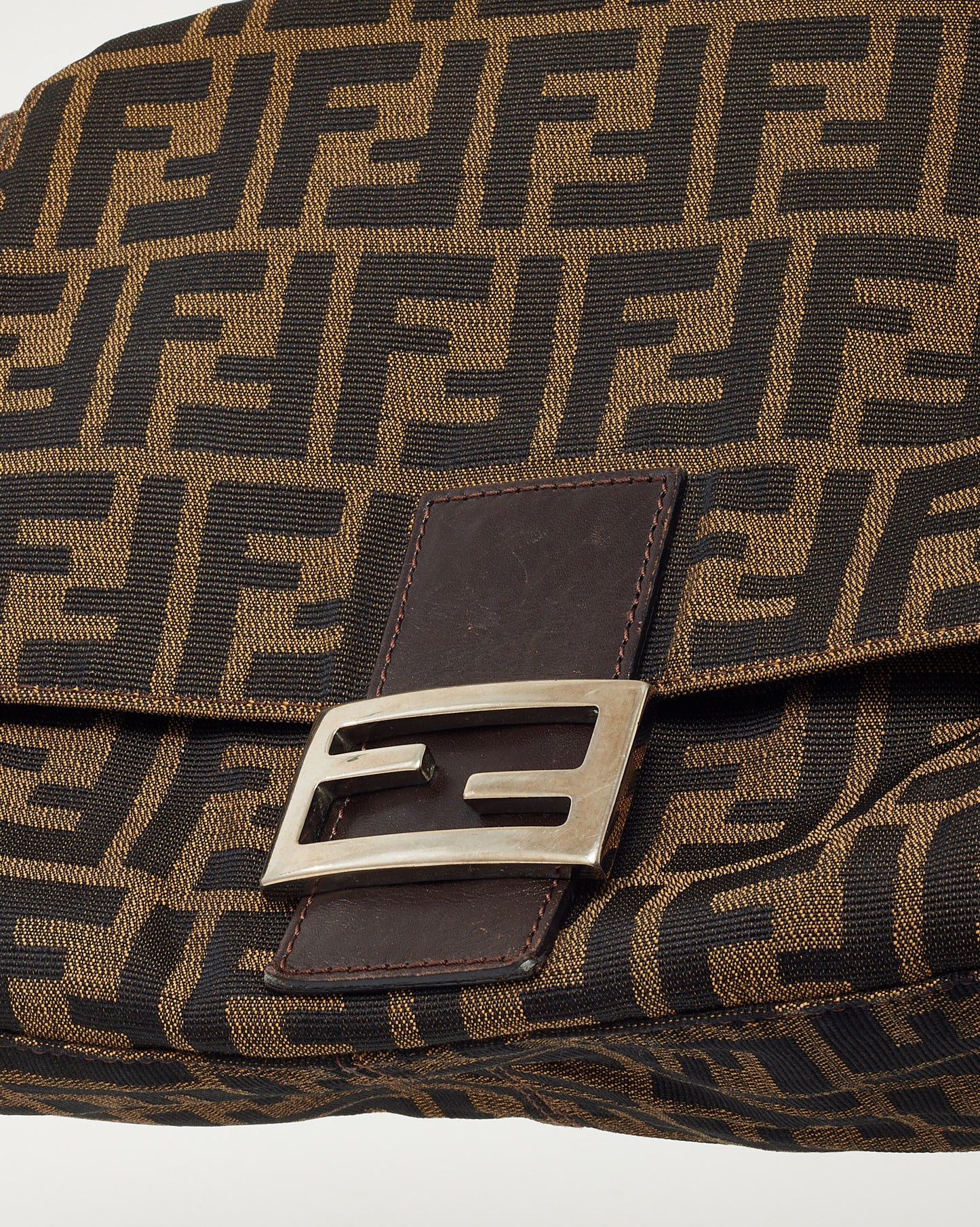 Fendi Brown Tobacco Zucca Monogram Canvas Mama Baguette Shoulder Bag
