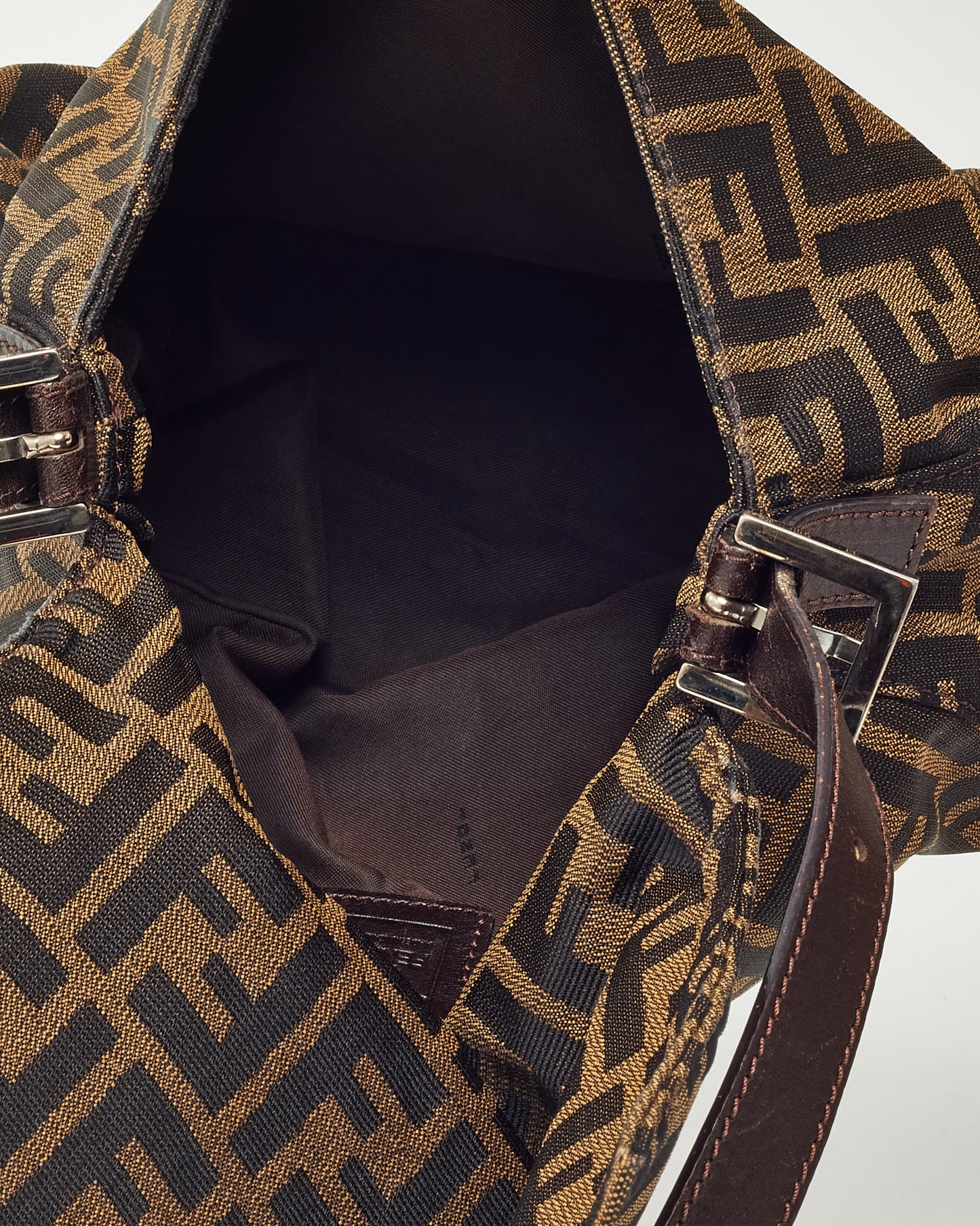Fendi Brown Tobacco Zucca Monogram Canvas Mama Baguette Shoulder Bag