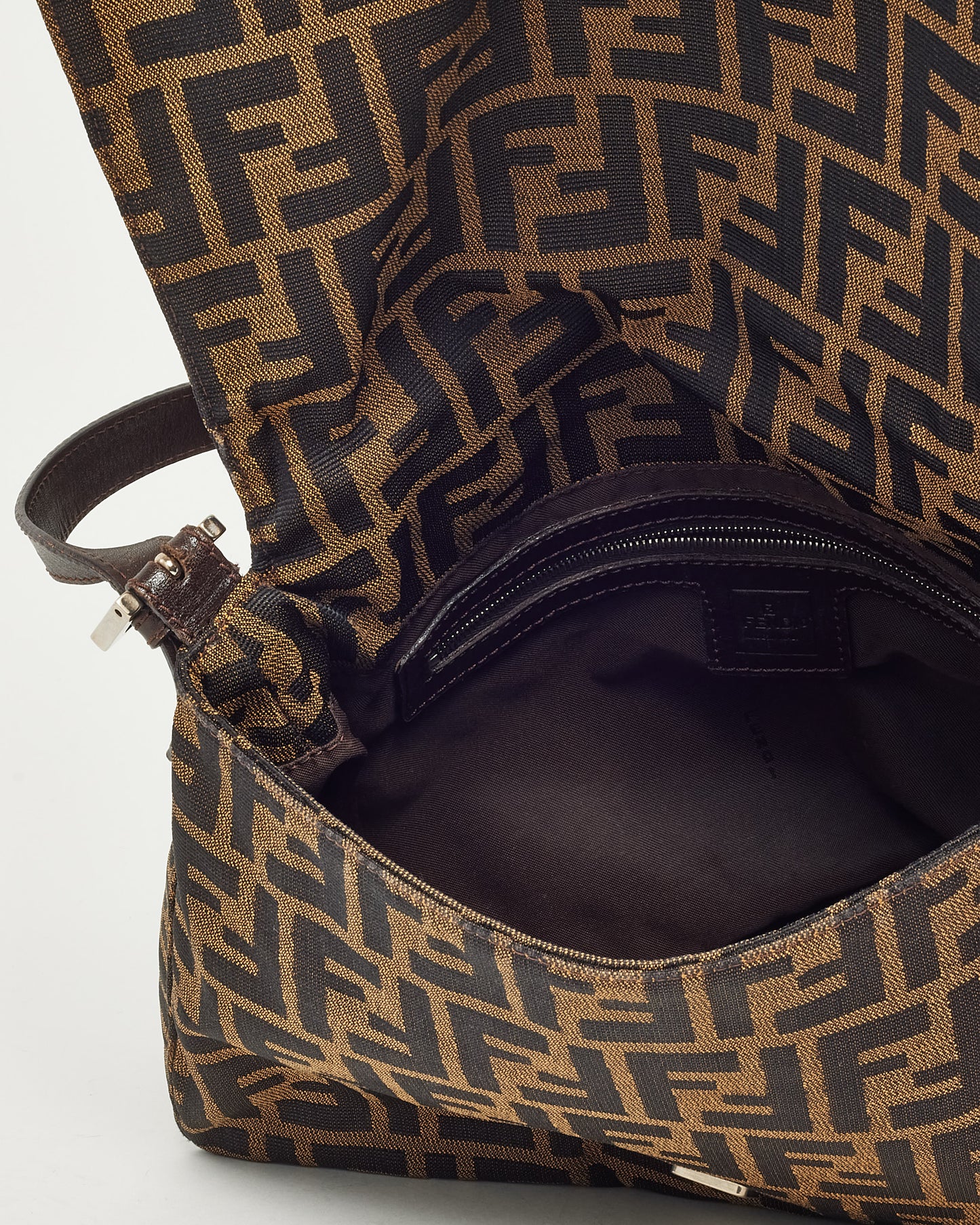 Fendi Brown Tobacco Zucca Monogram Canvas Mama Baguette Shoulder Bag