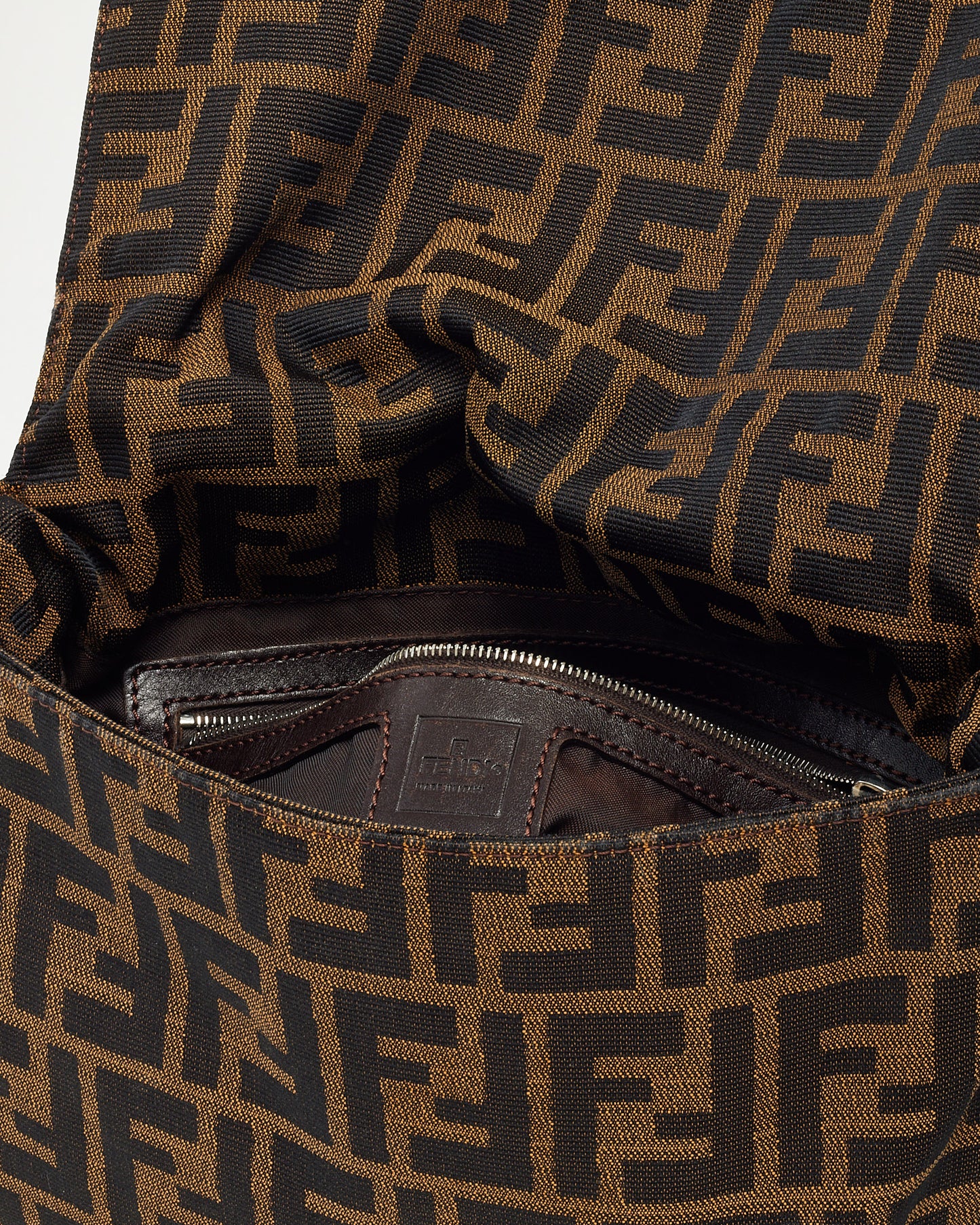Fendi Brown Tobacco Zucca Monogram Canvas Mama Baguette Shoulder Bag