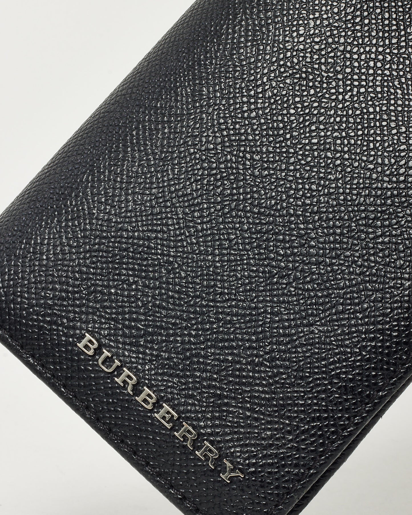 Burberry Black Grained Calf Leather Cavendish Long Bi-Fold Wallet