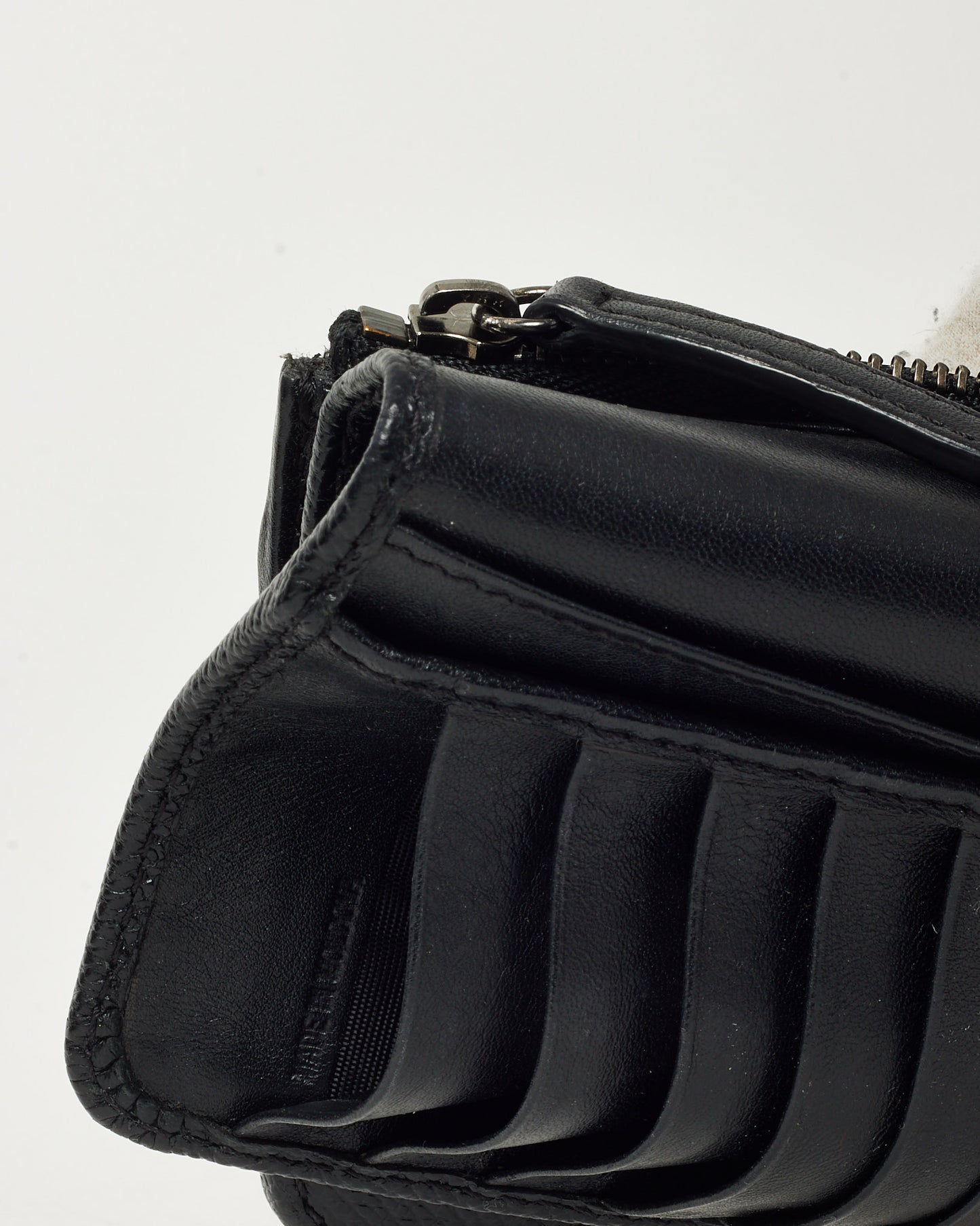 Burberry Black Grained Calf Leather Cavendish Long Bi-Fold Wallet