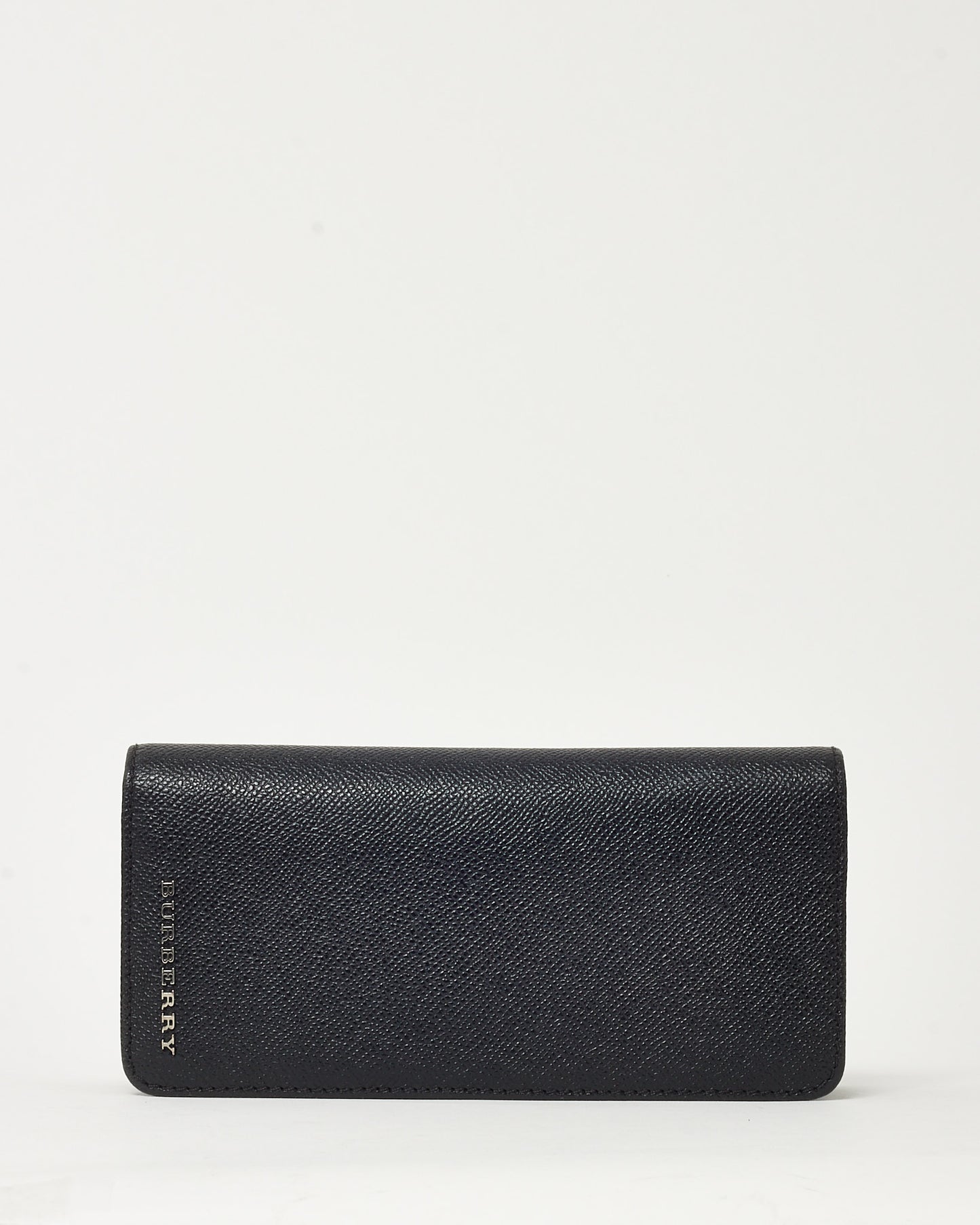 Burberry Black Grained Calf Leather Cavendish Long Bi-Fold Wallet