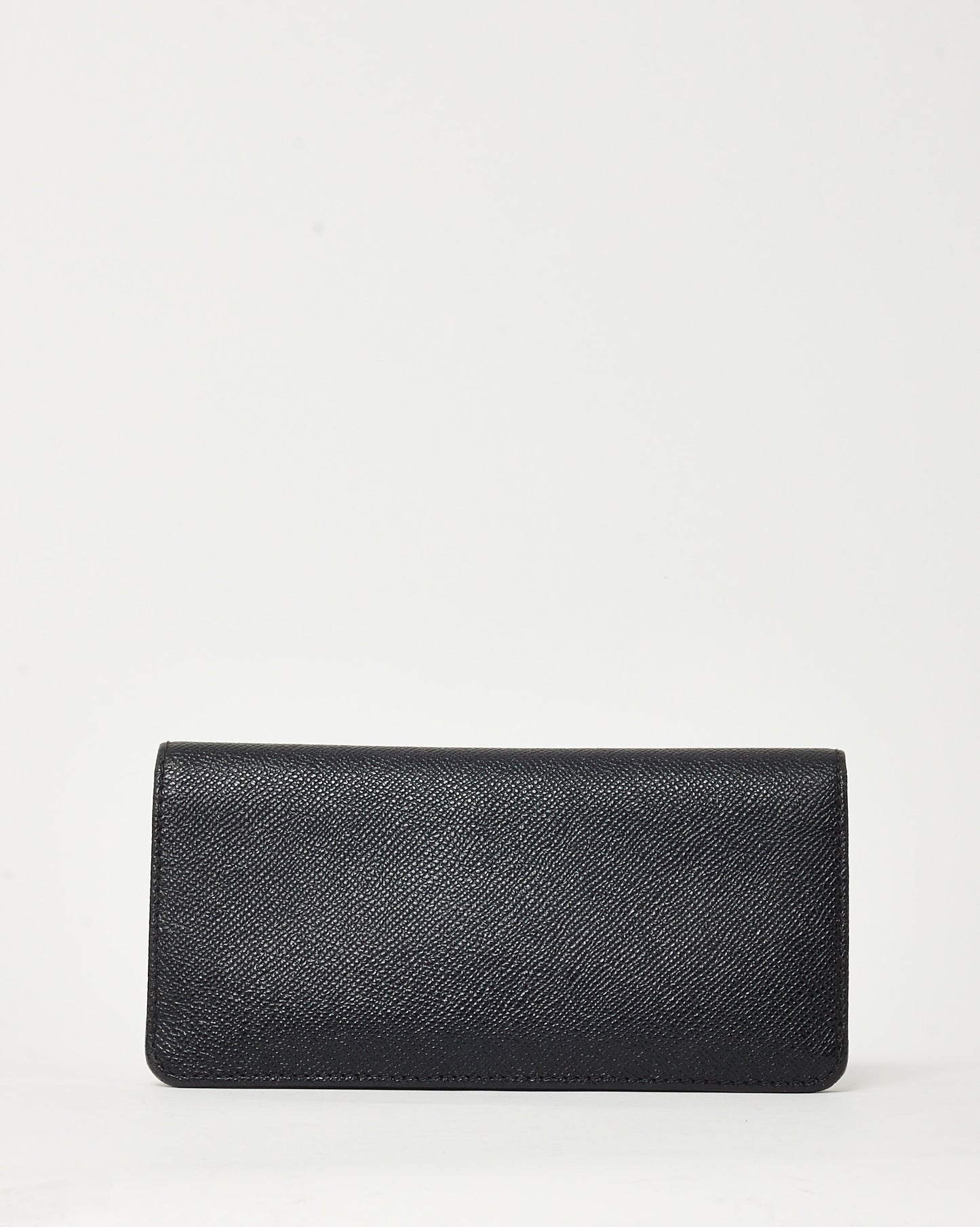 Burberry Black Grained Calf Leather Cavendish Long Bi-Fold Wallet