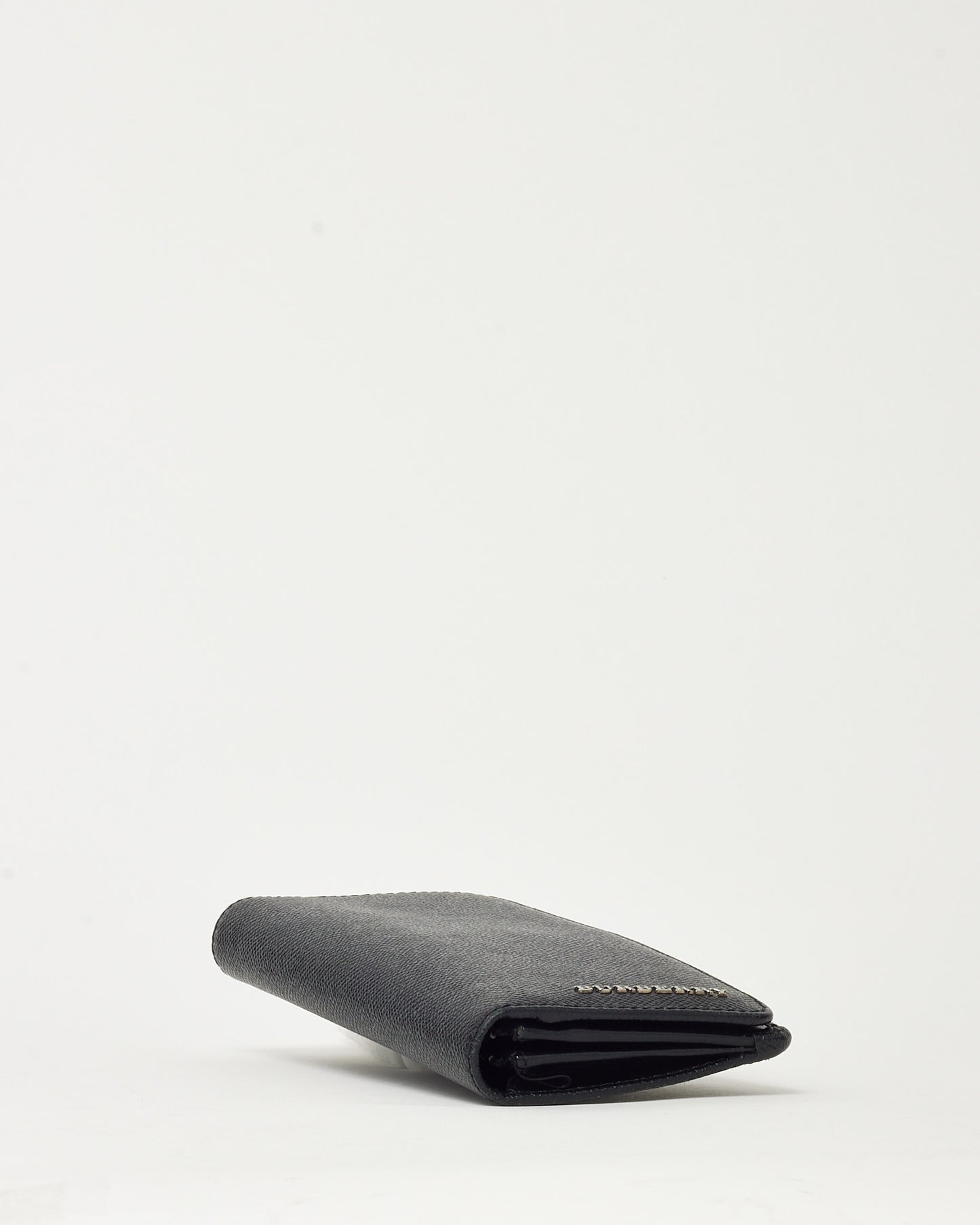 Burberry Black Grained Calf Leather Cavendish Long Bi-Fold Wallet